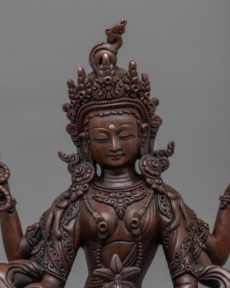 Vasudhara Oxidized Copper Statue | Himalayan Buddhist Oxidized Copper Statue