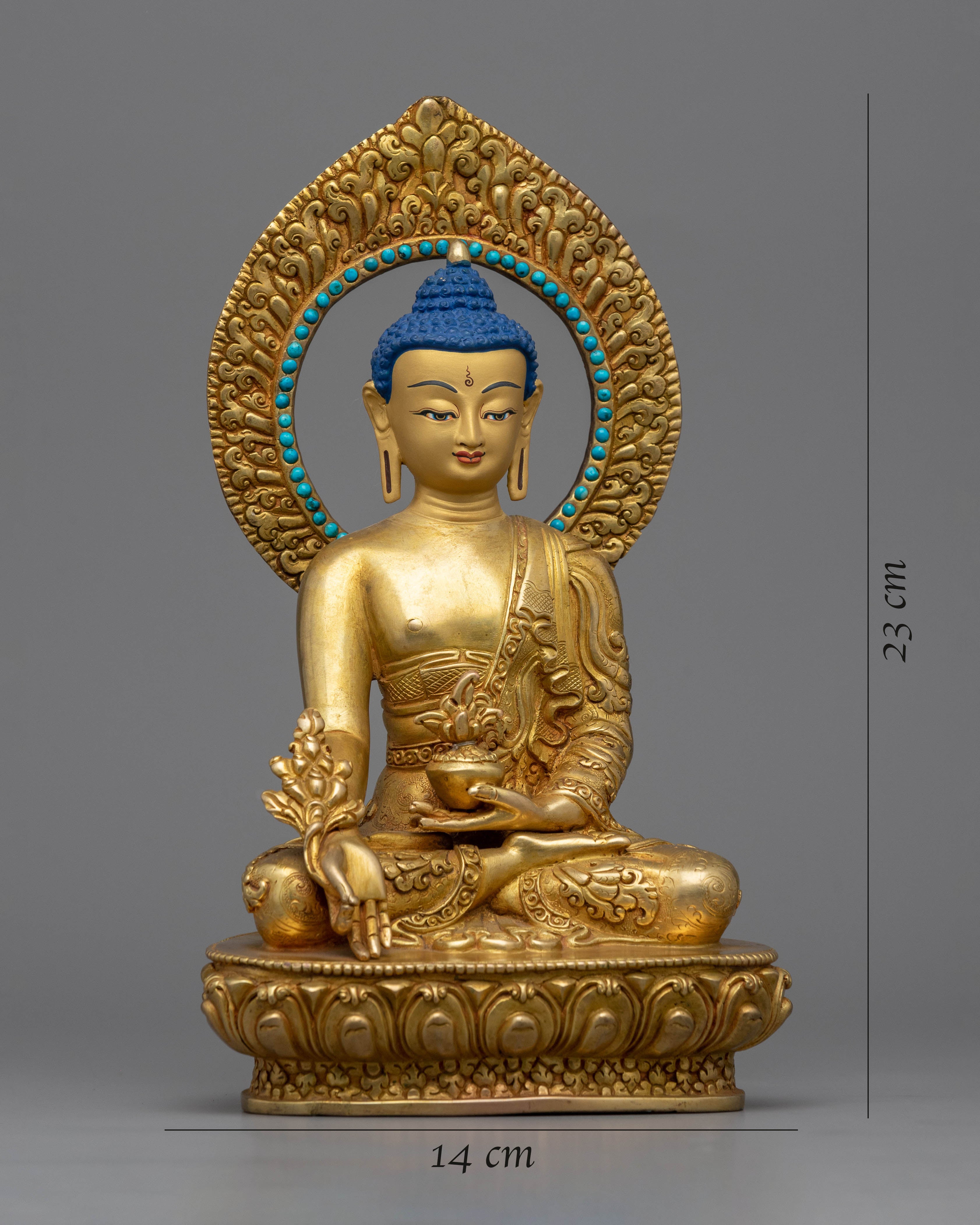 Buddha Medicine Statue Gilded in Gold | Traditional Handcrafted Buddhist Art