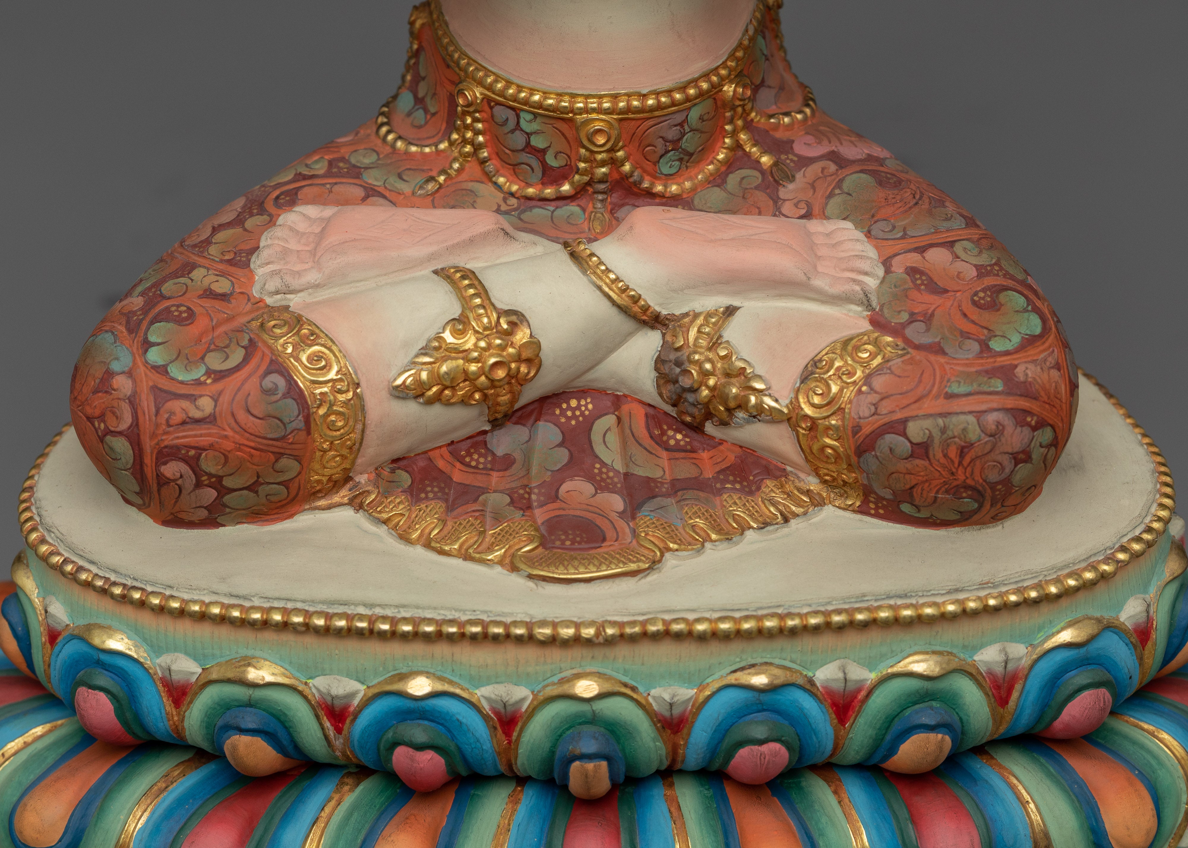 Chenrezig Lord of Love Statue | 24k Gold Gilded & Detailed Acrylic Paintings