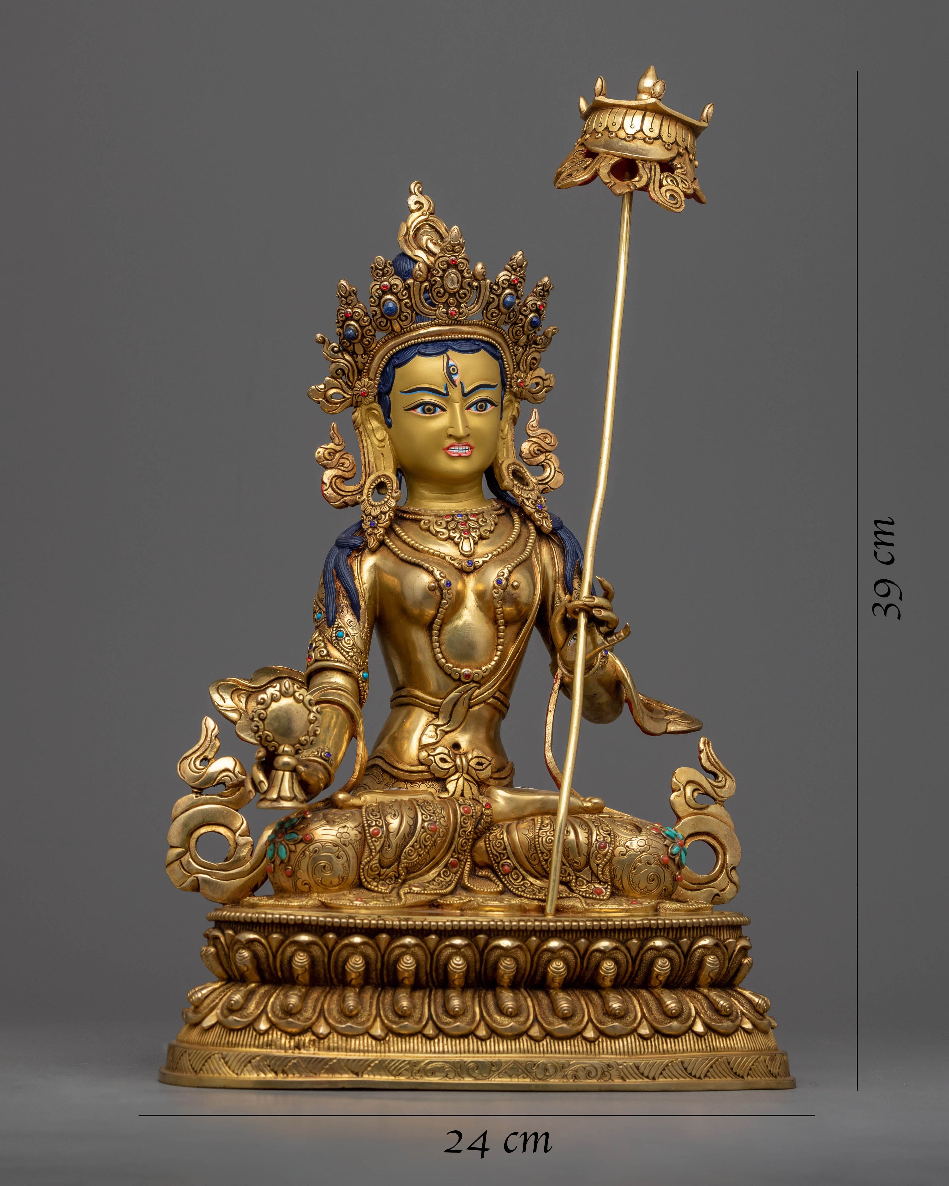 Dukar Gold Statue | 15 Inches Tall Handmade Figurine of Nepal