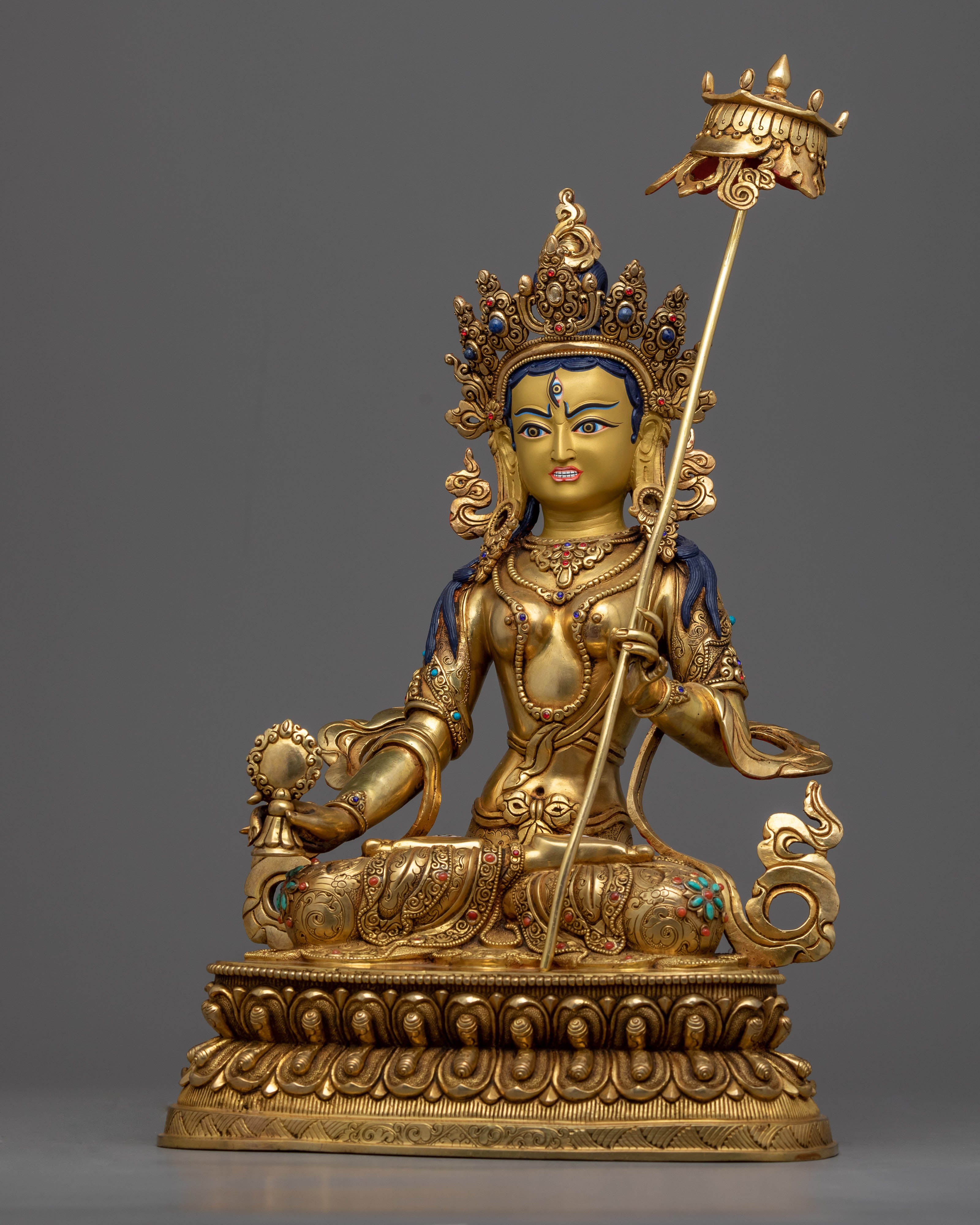 Dukar Gold Statue | 15 Inches Tall Handmade Figurine of Nepal