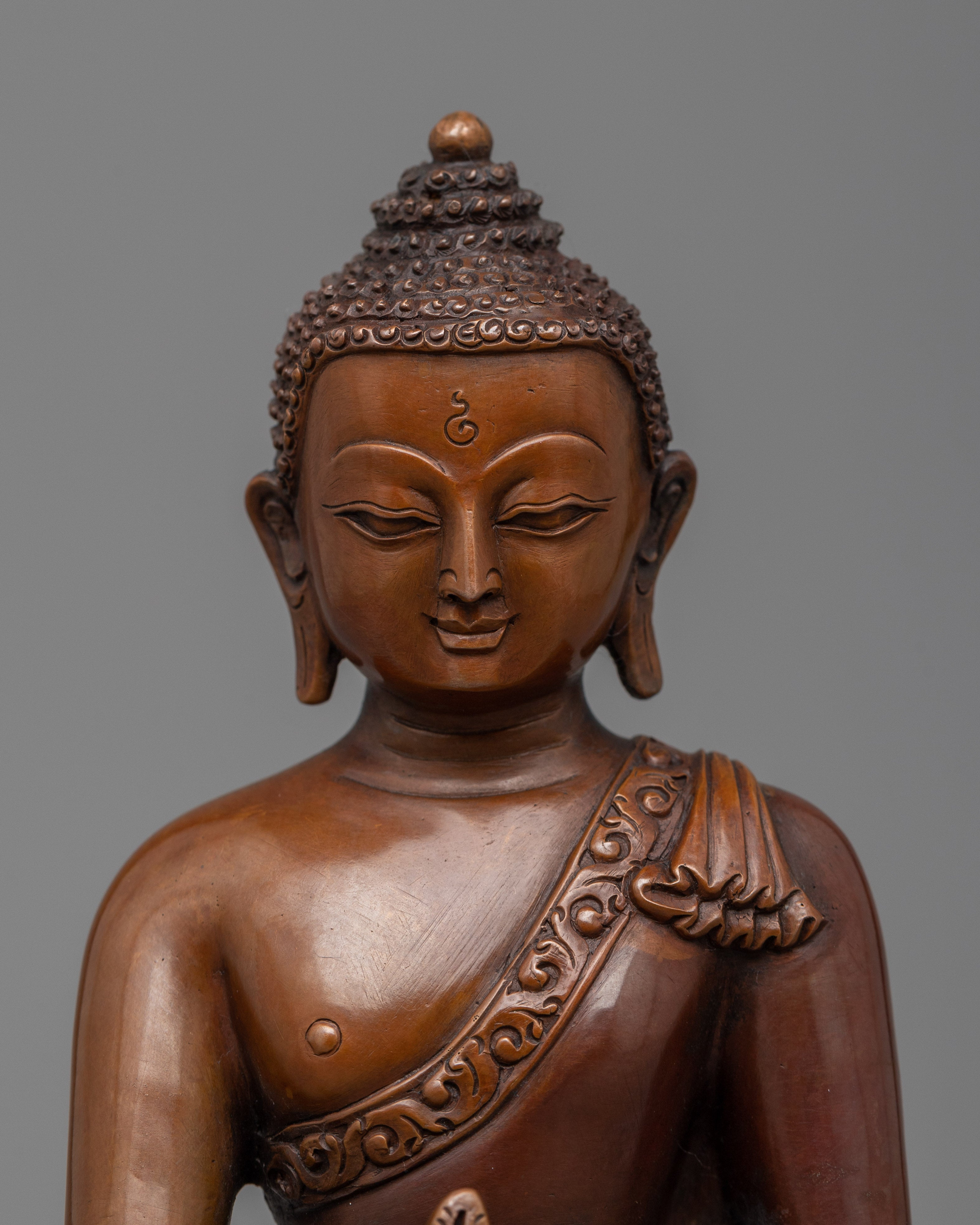 Medicine Buddha Mantra Practice Sculpture | Oxidized Copper Buddhist Statue