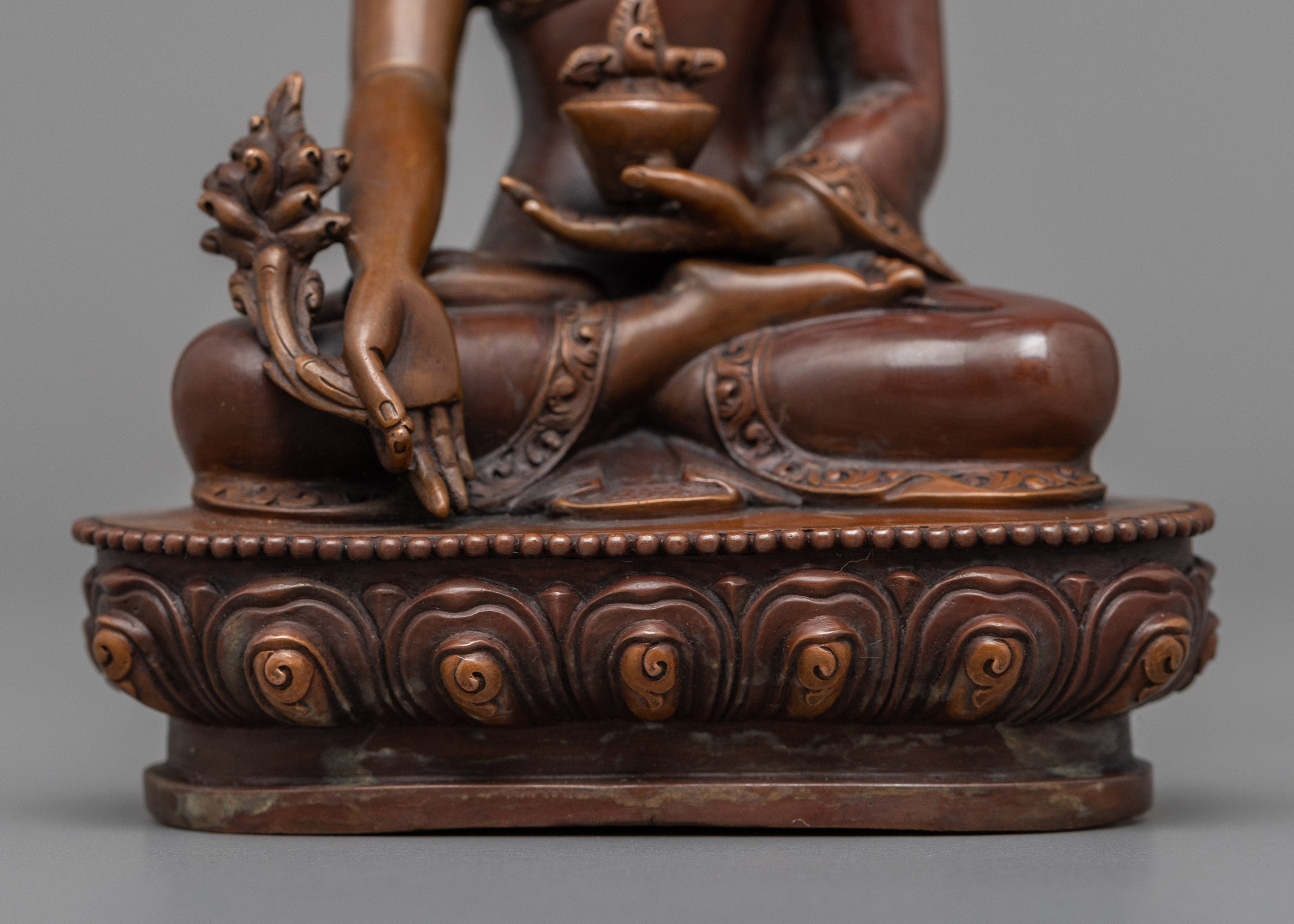 Medicine Buddha Mantra Practice Sculpture | Oxidized Copper Buddhist Statue