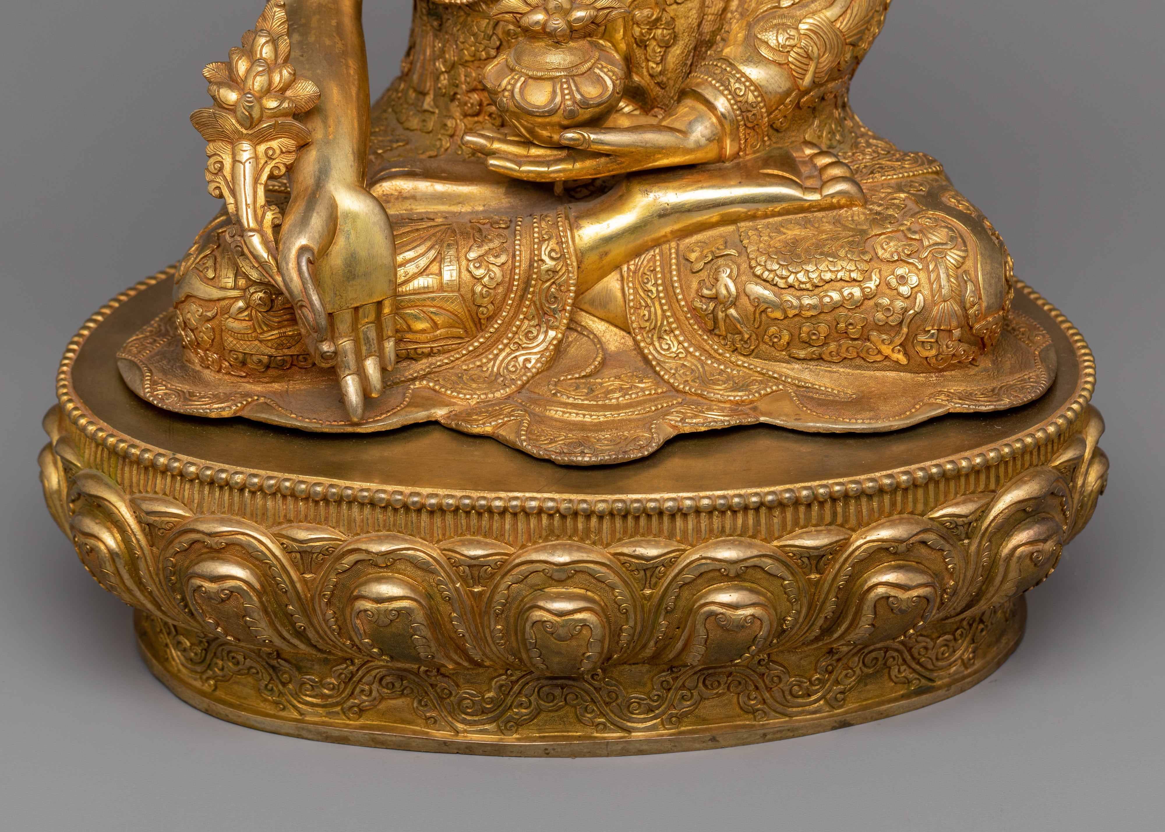 Enhance Healing and Well-being with a Majestic 24K Gold Gilded Medicine Buddah Statue