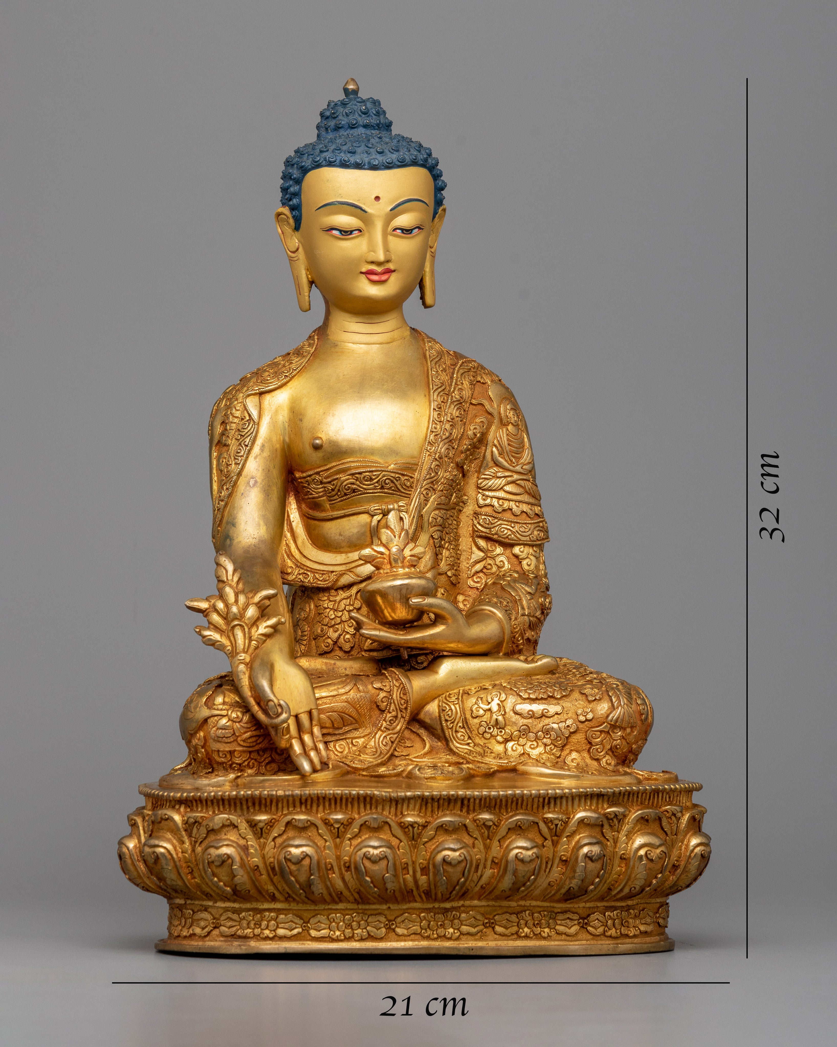 Embrace the Healing Energies of the Medicine Buddh | Stunning 24K Gold Gilded Statue