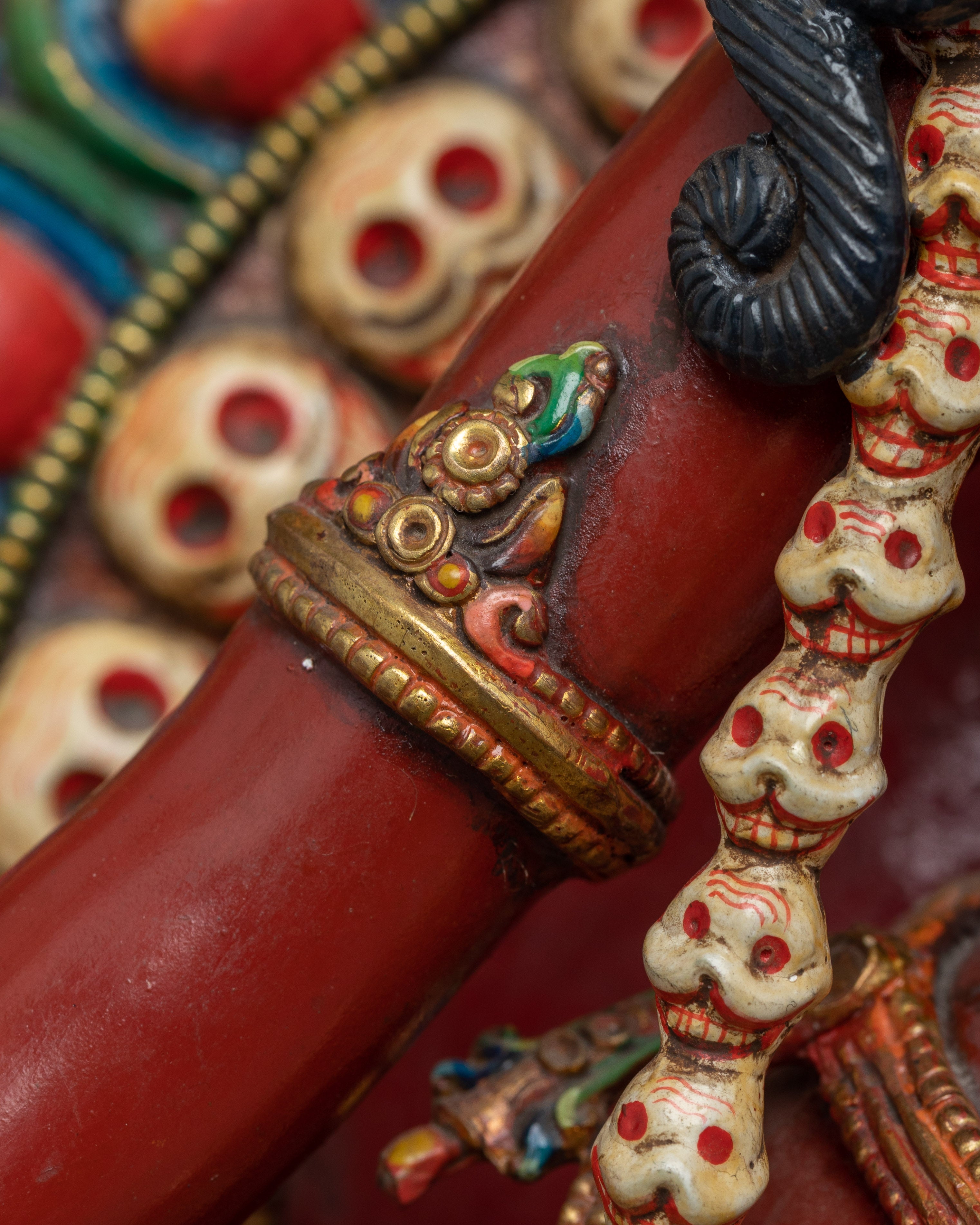 Experience the Power of the Fierce Vajra Yogini | Rich Red Acrylic painted Sculpture