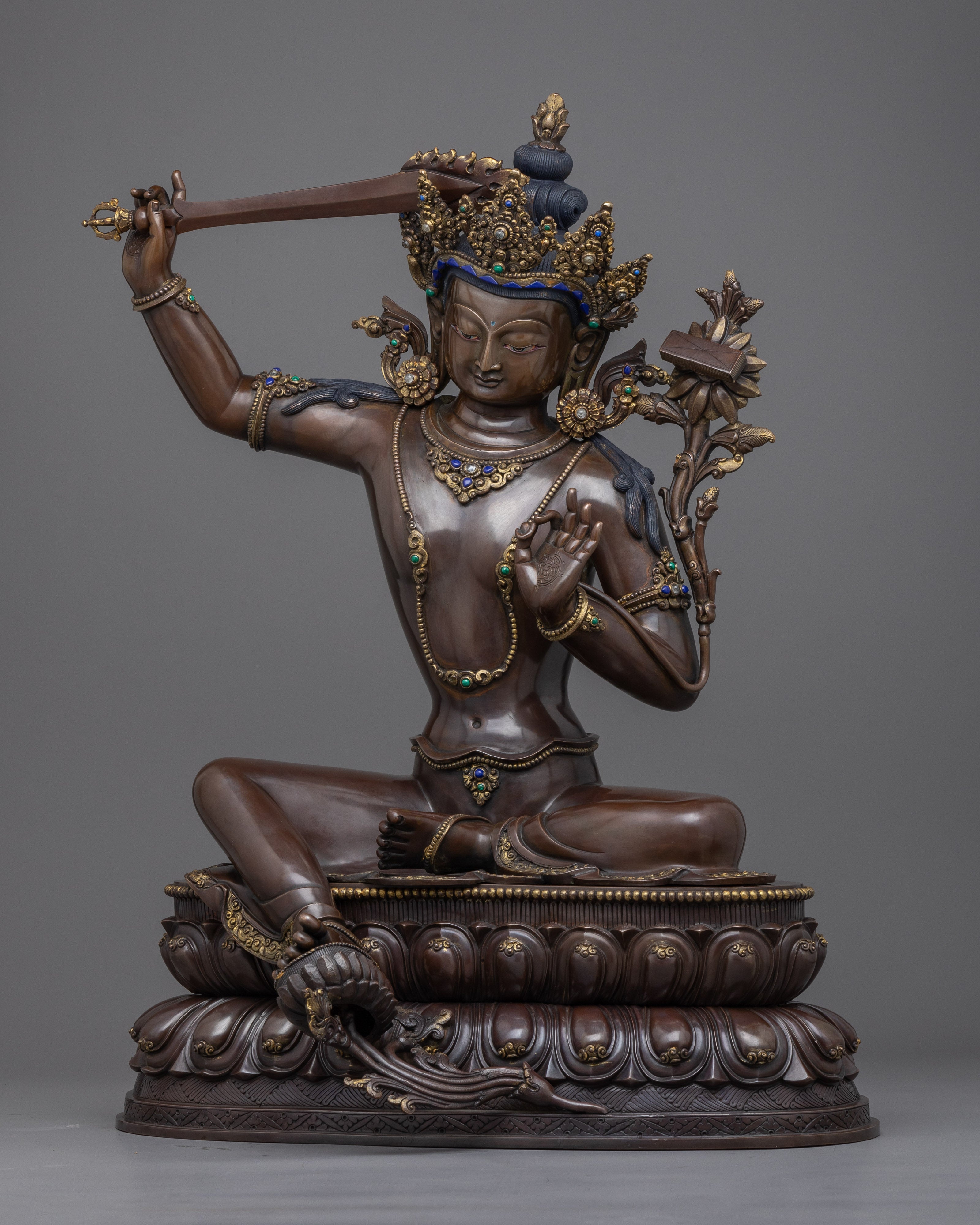 Manjushri Bodhisattva Mantra Practice Statue | Manjughosha, Bodhisattva of Wisdom