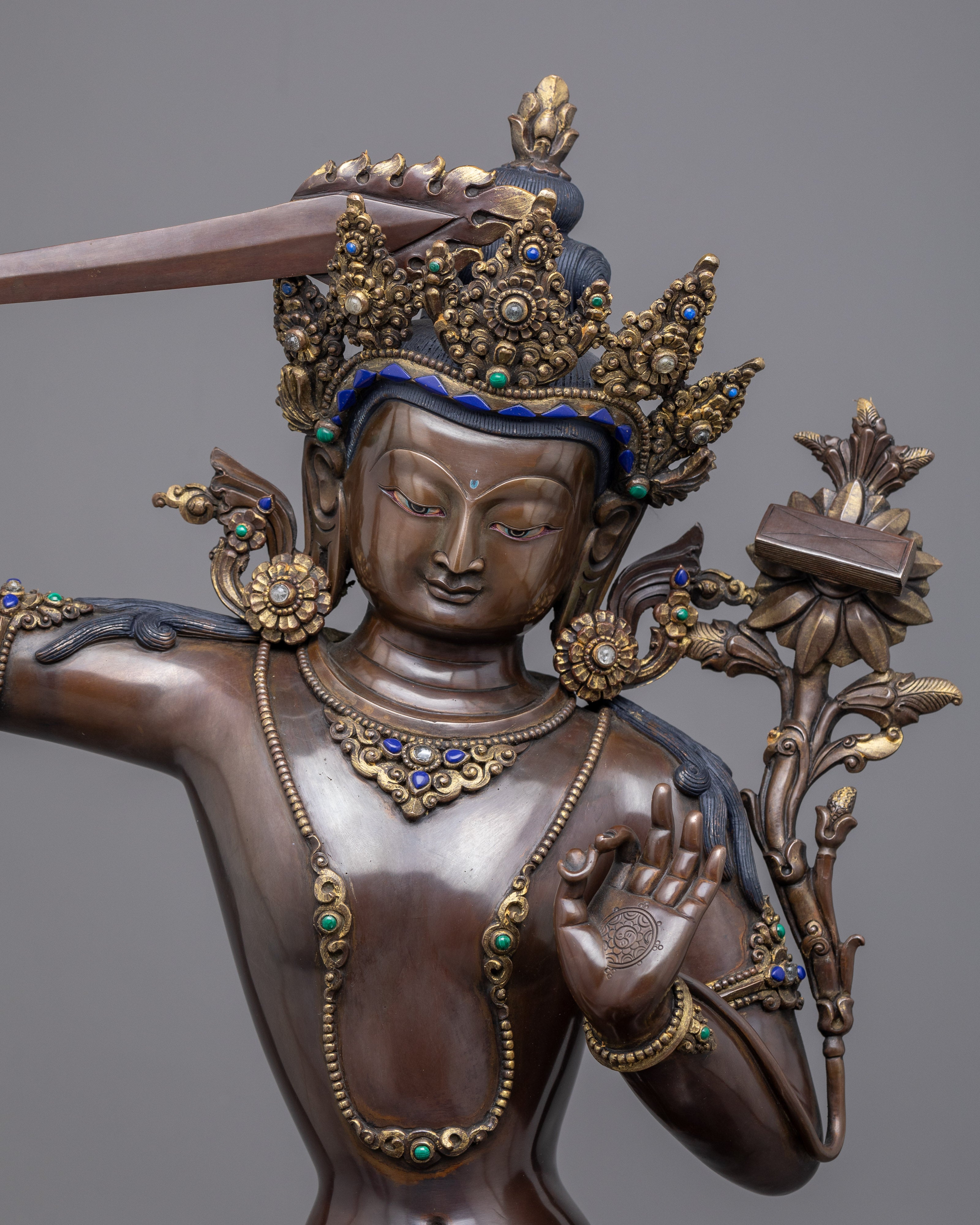 Manjushri Bodhisattva Mantra Practice Statue | Manjughosha, Bodhisattva of Wisdom