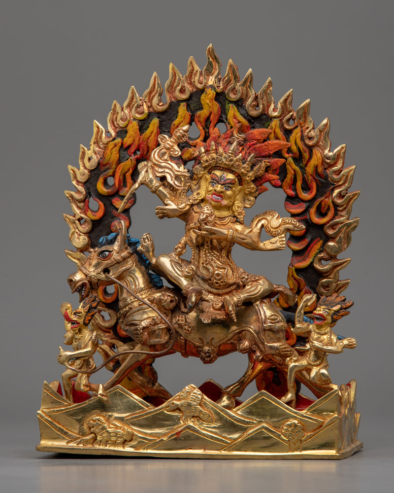 Palden Lhamo Empowerment Sculpture | Gold Gilded Traditional Buddhist Artwork