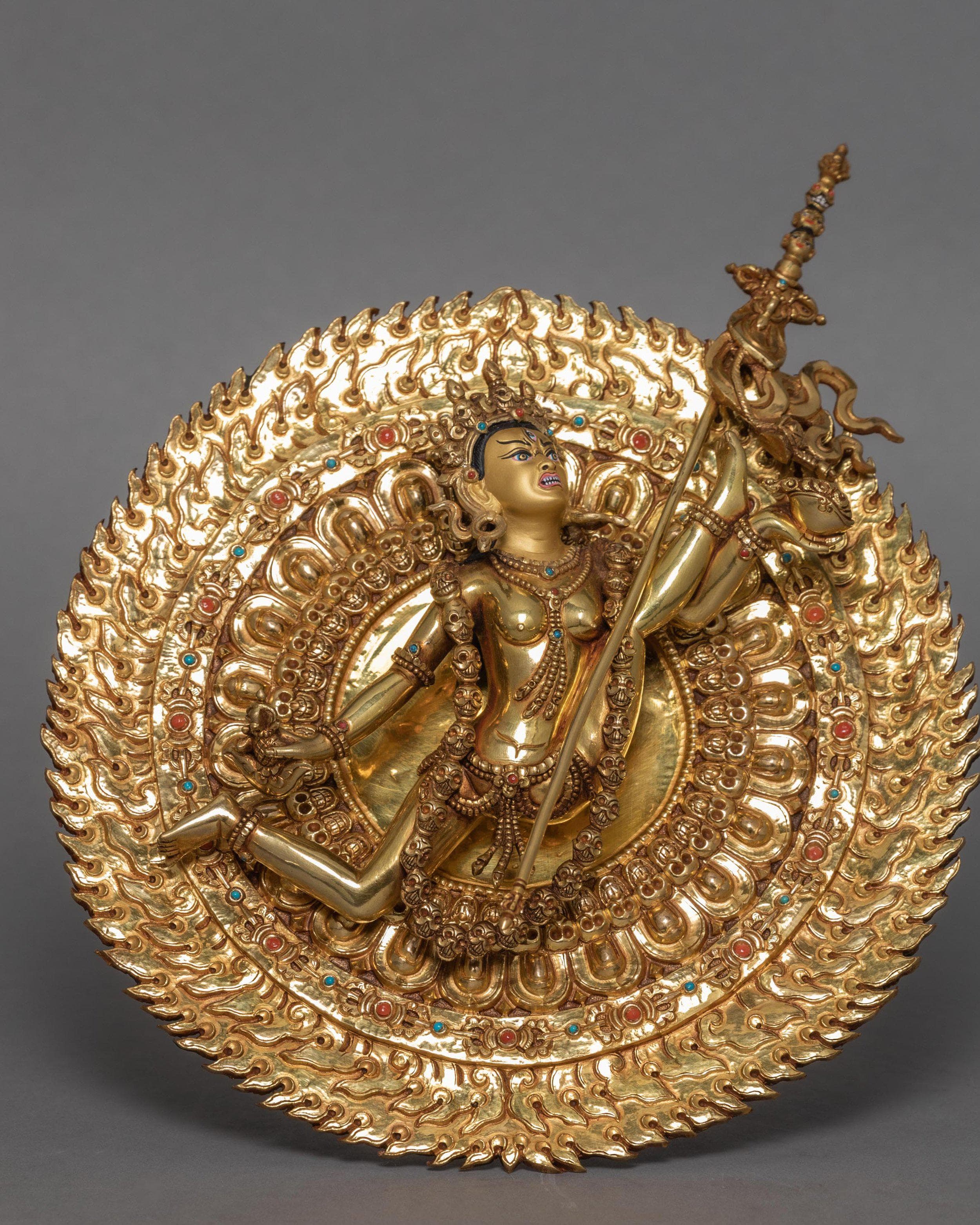 Traditional Buddhist Gold Gilded Art, Vajrayogini Dakini Statue