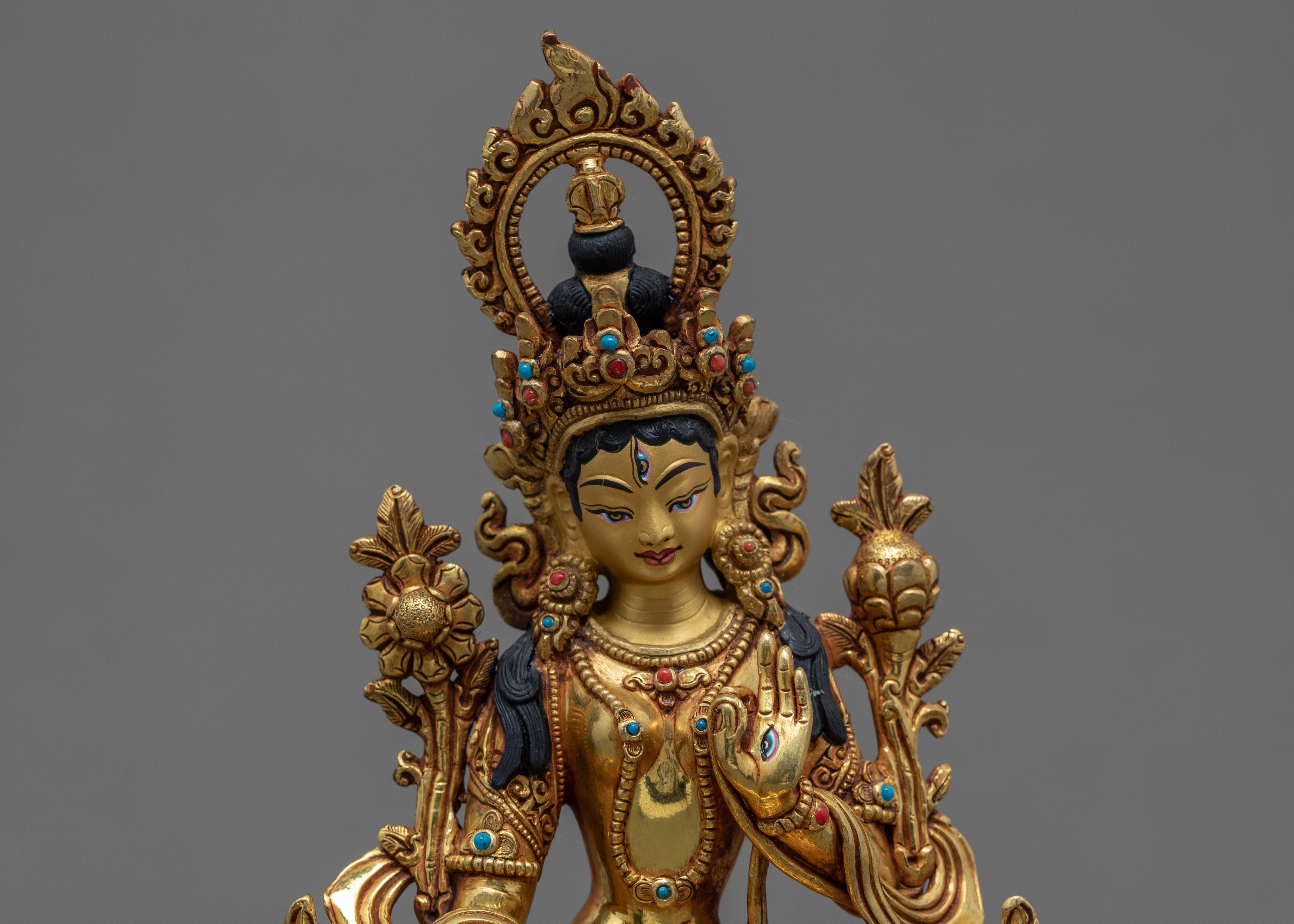White Tara | Buddhist Deity Of Long Life And Good Health | Gold Gilded Statue