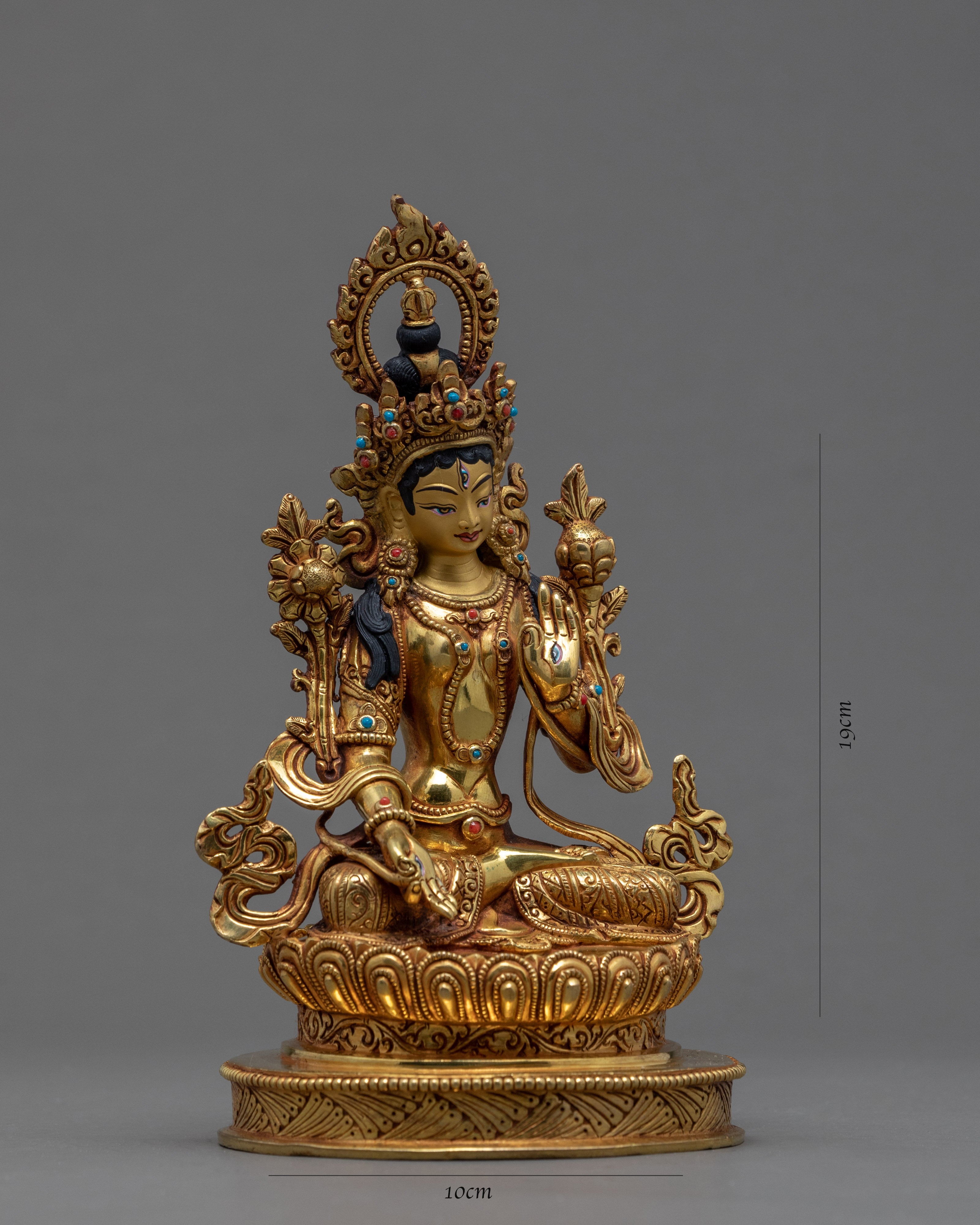 White Tara | Buddhist Deity Of Long Life And Good Health | Gold Gilded Statue