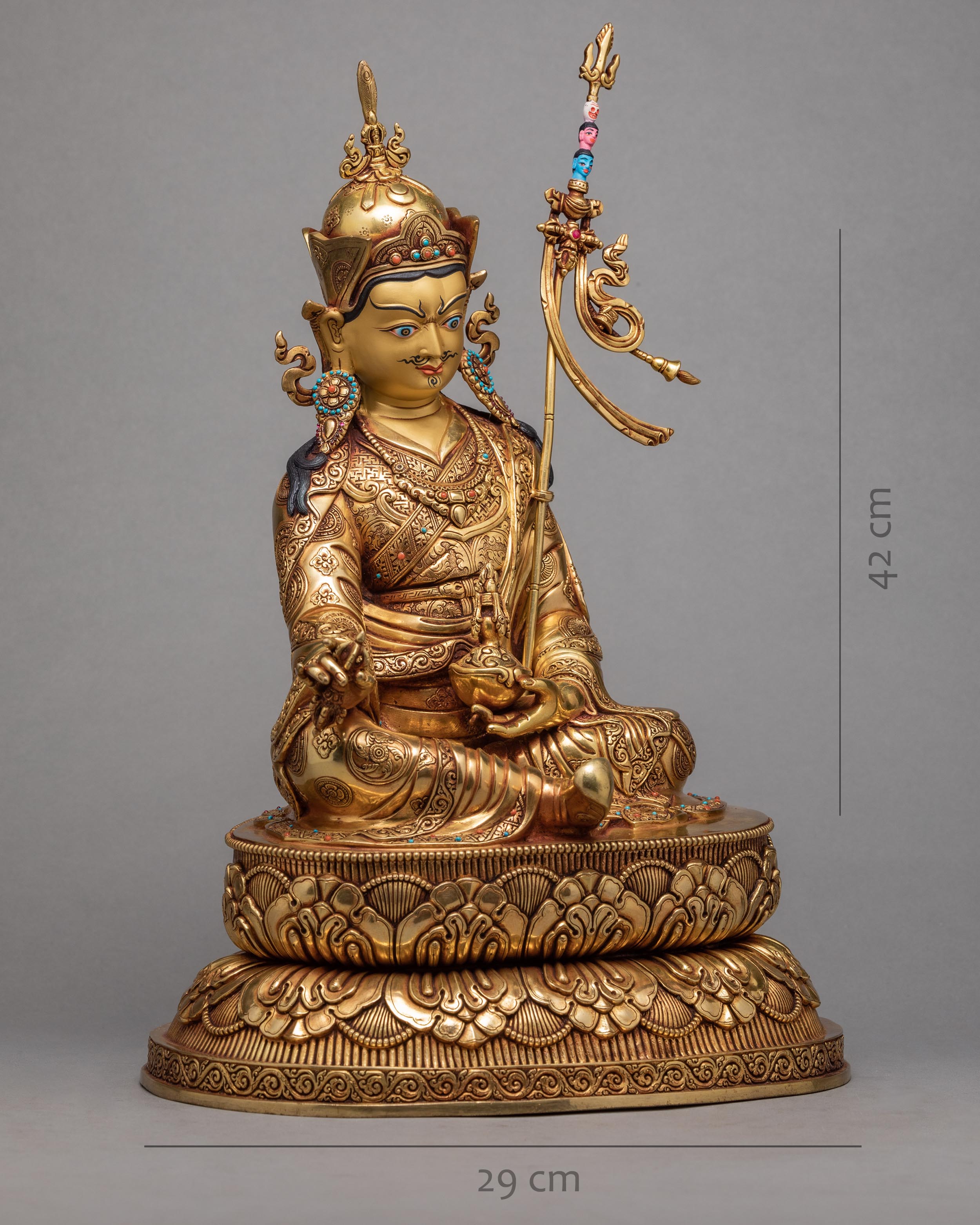 Guru Rinpoche Statue | Plated With Pure 24k Gold | Padmasambhava Statue