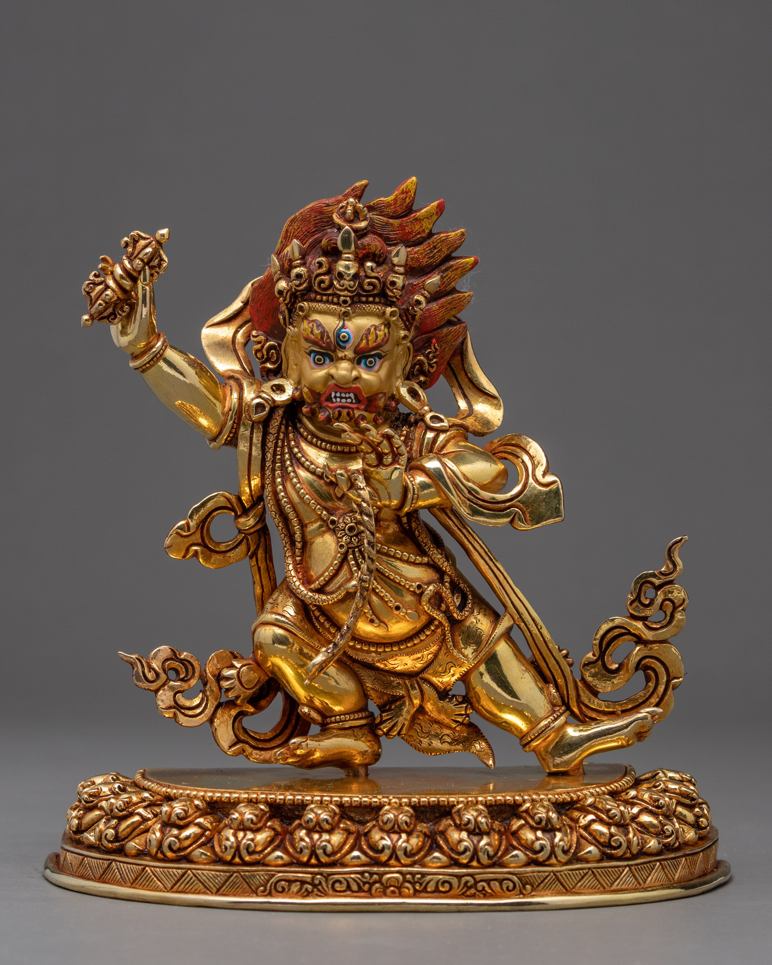 Vajrapani Statue | Gold Gilded Wrathful Deity Sculpture