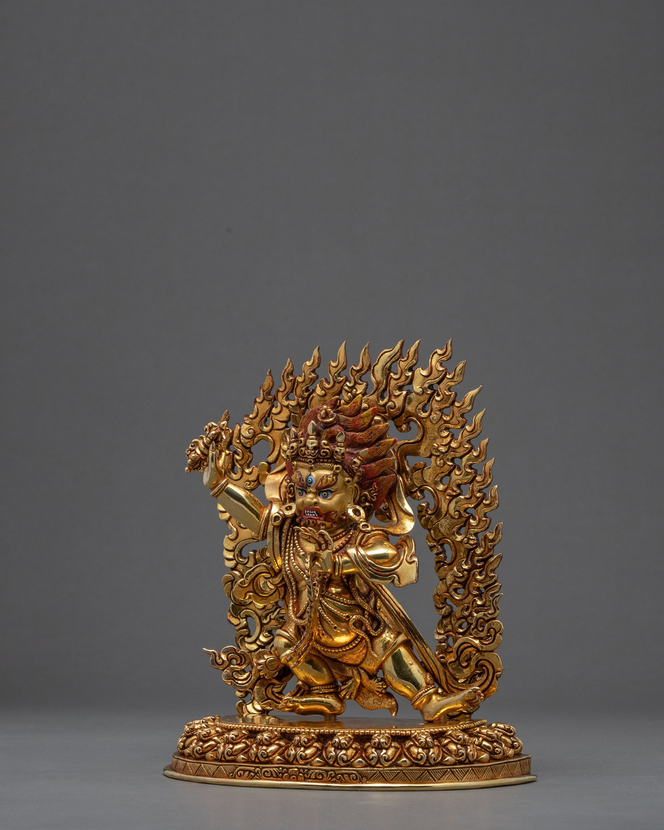 Vajrapani Statue | Gold Gilded Wrathful Deity Sculpture