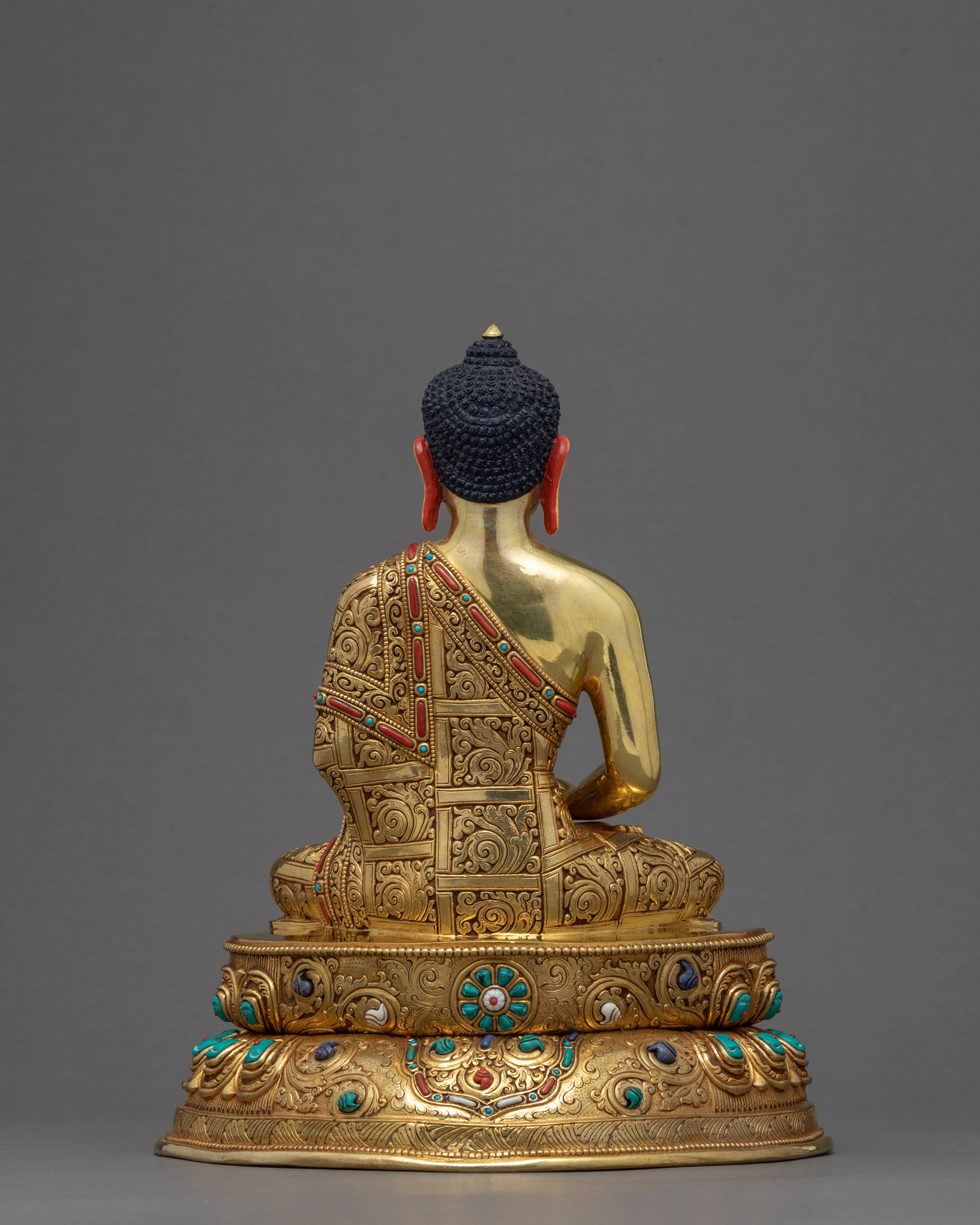 Turquoise Amitabha Statue | Traditionally Gold Gilded Buddha Art