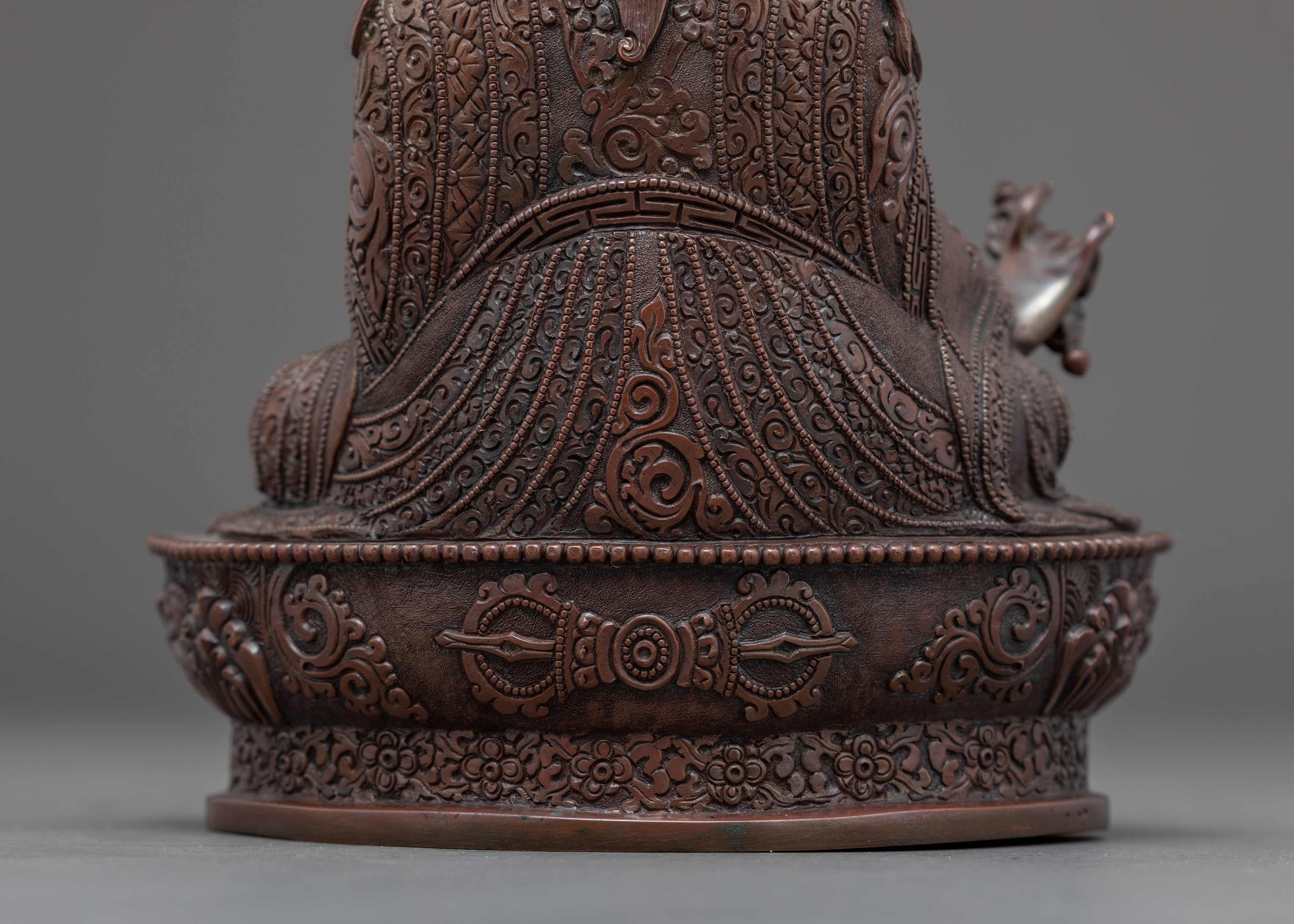 Mini Guru Rinpoche Statue | Traditional Silver Plated Sculpture