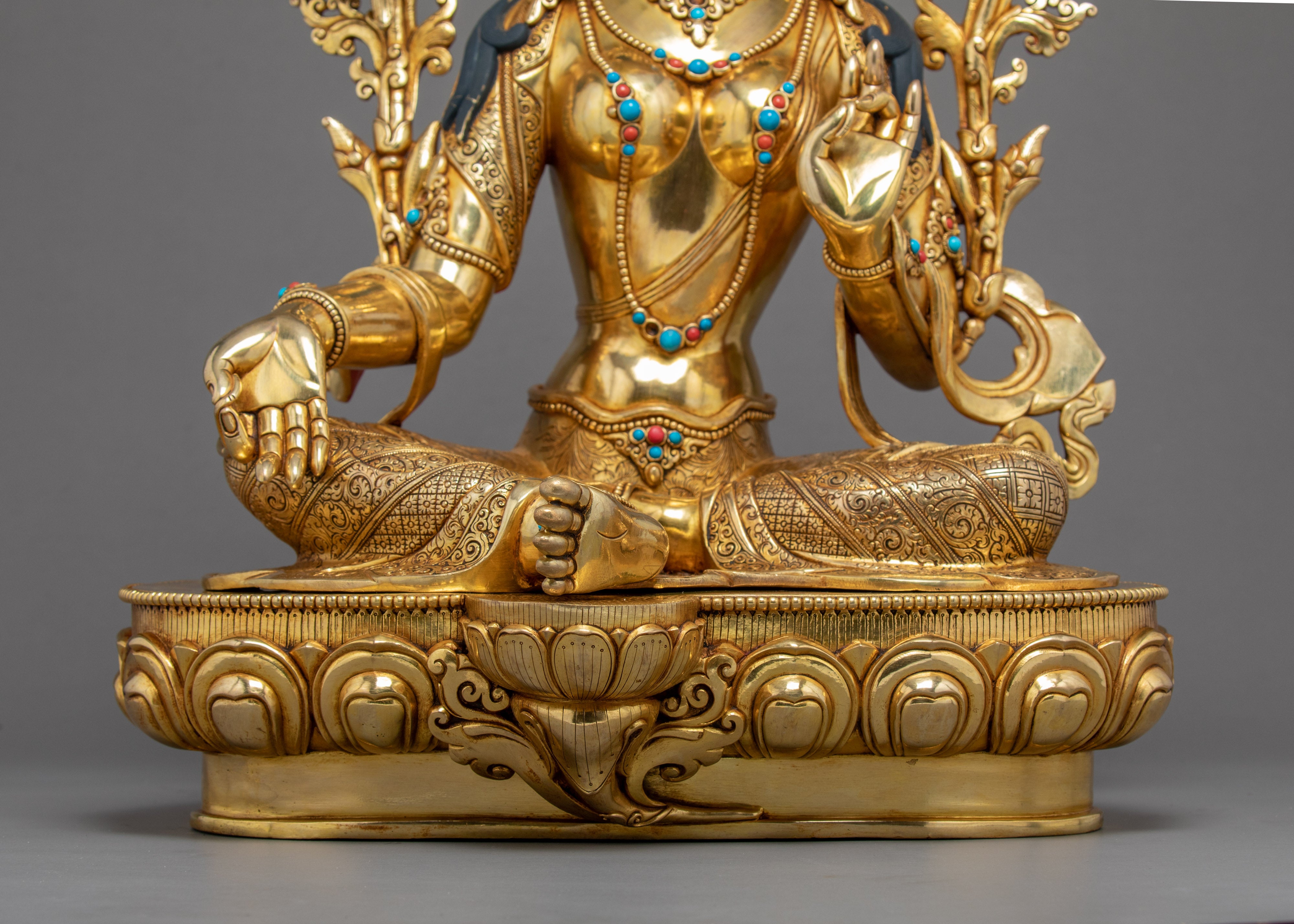 Green Tara Buddhist Sculpture | Traditional Tibetan Art