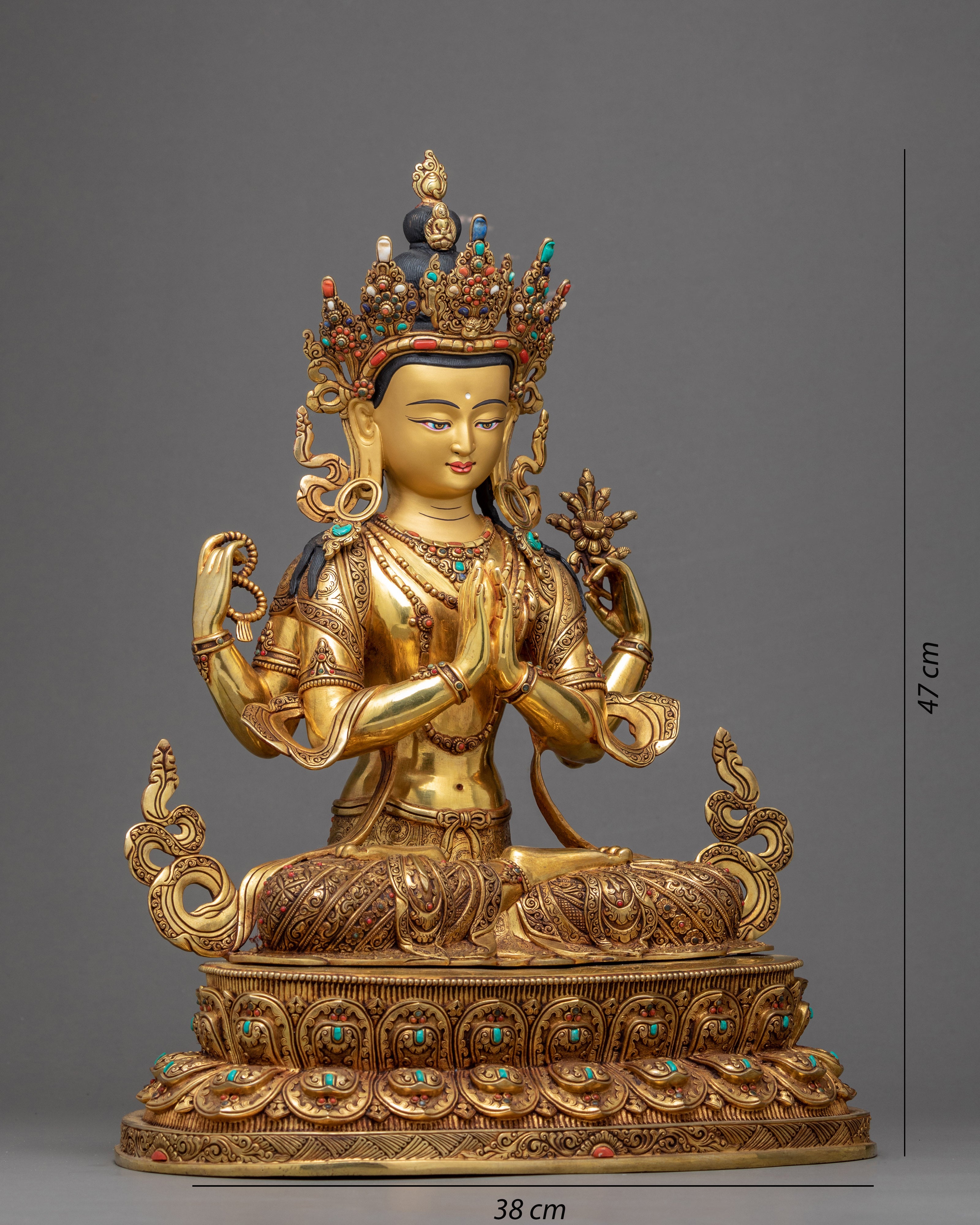 Chenrezig Bodhisattva Sculpture | Traditional Hand Carved Statue