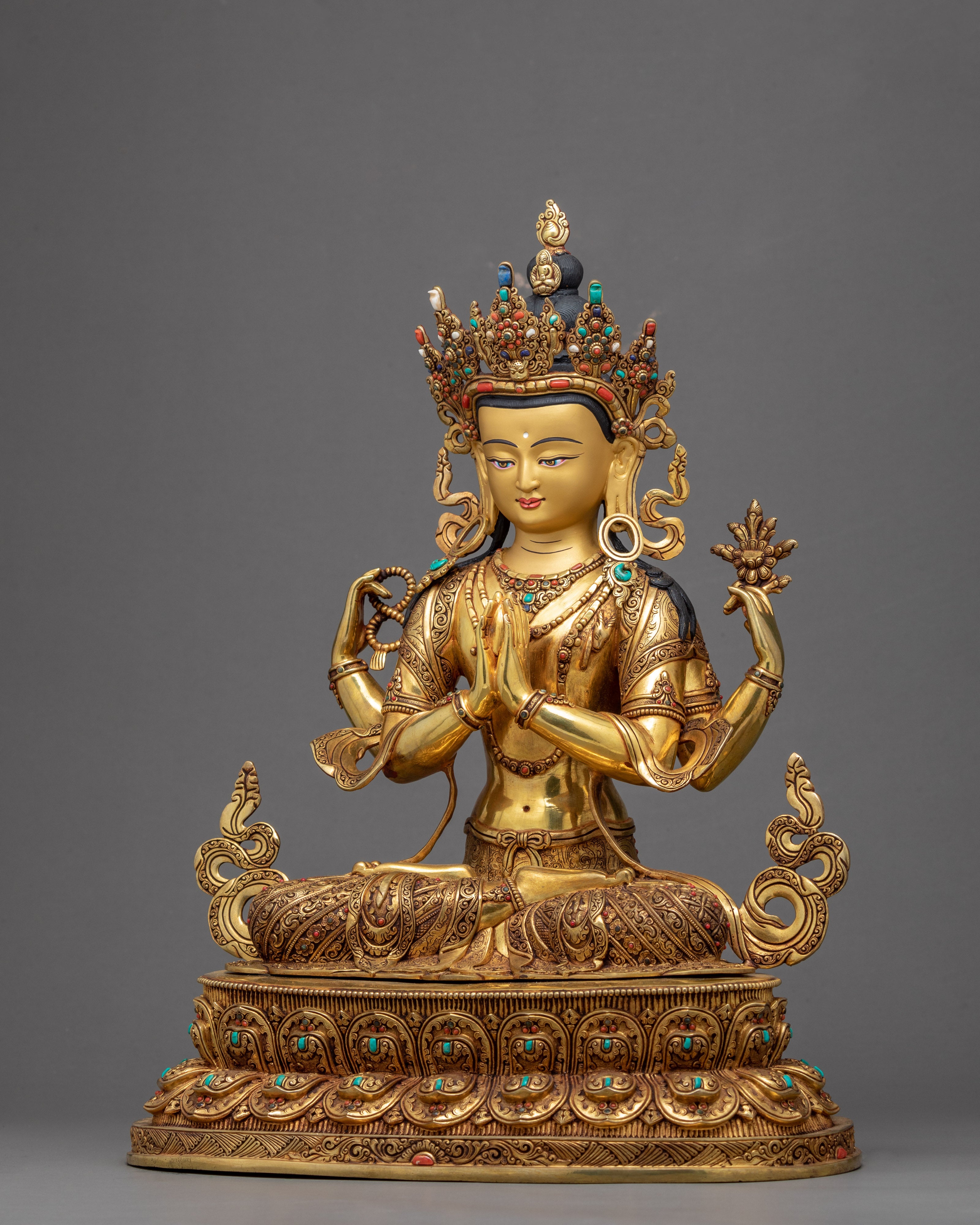 Chenrezig Bodhisattva Sculpture | Traditional Hand Carved Statue