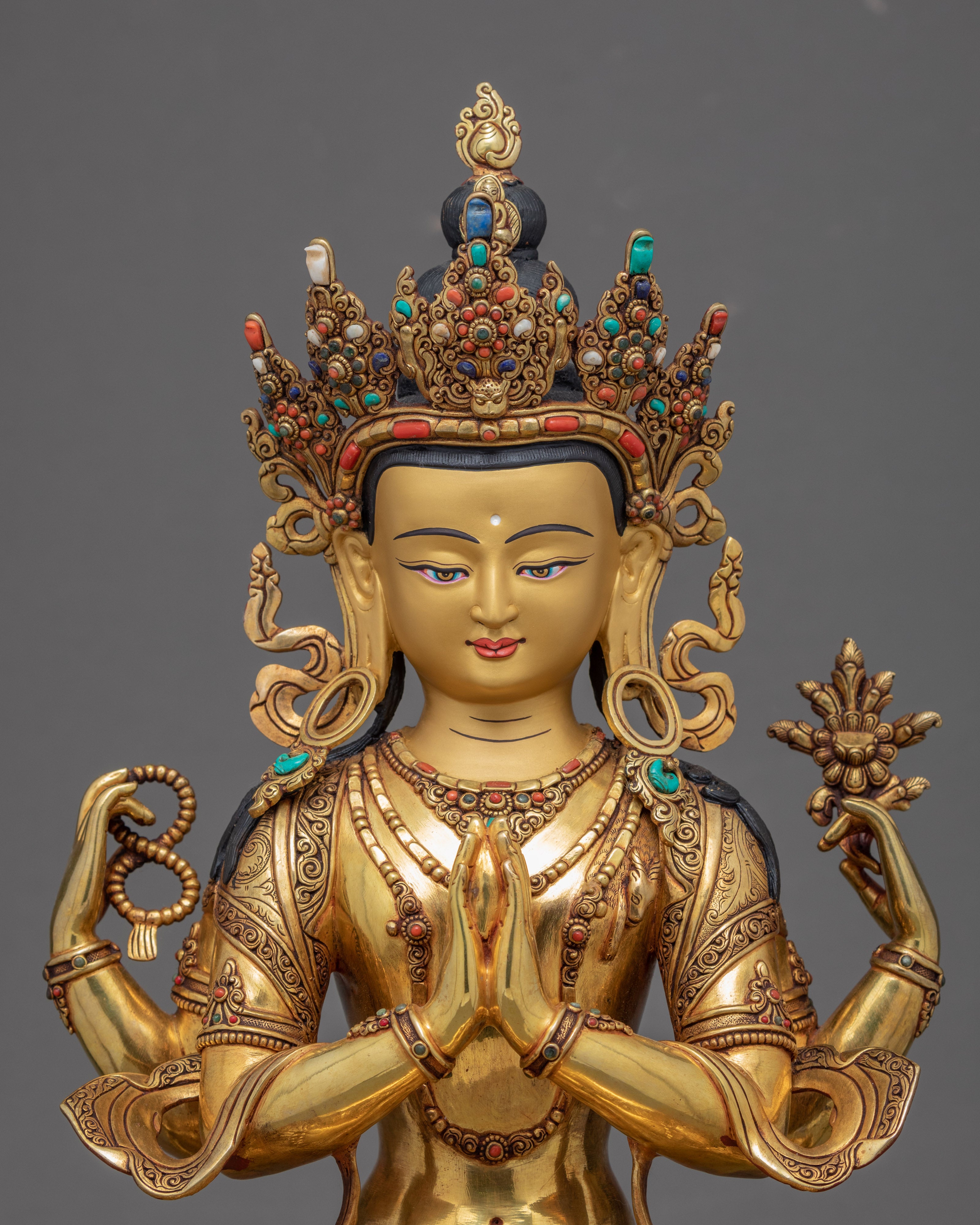 Chenrezig Bodhisattva Sculpture | Traditional Hand Carved Statue