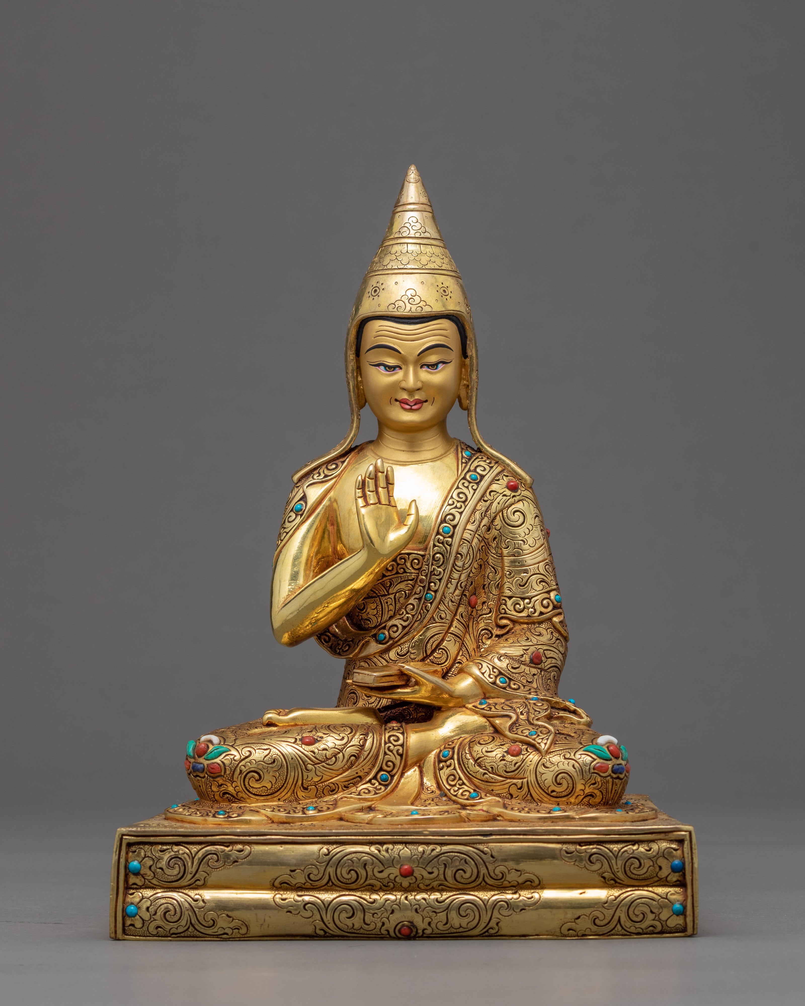 Guru Rinpoche with Trisong Detsen & Santaraksita | Traditional Buddhist Statue