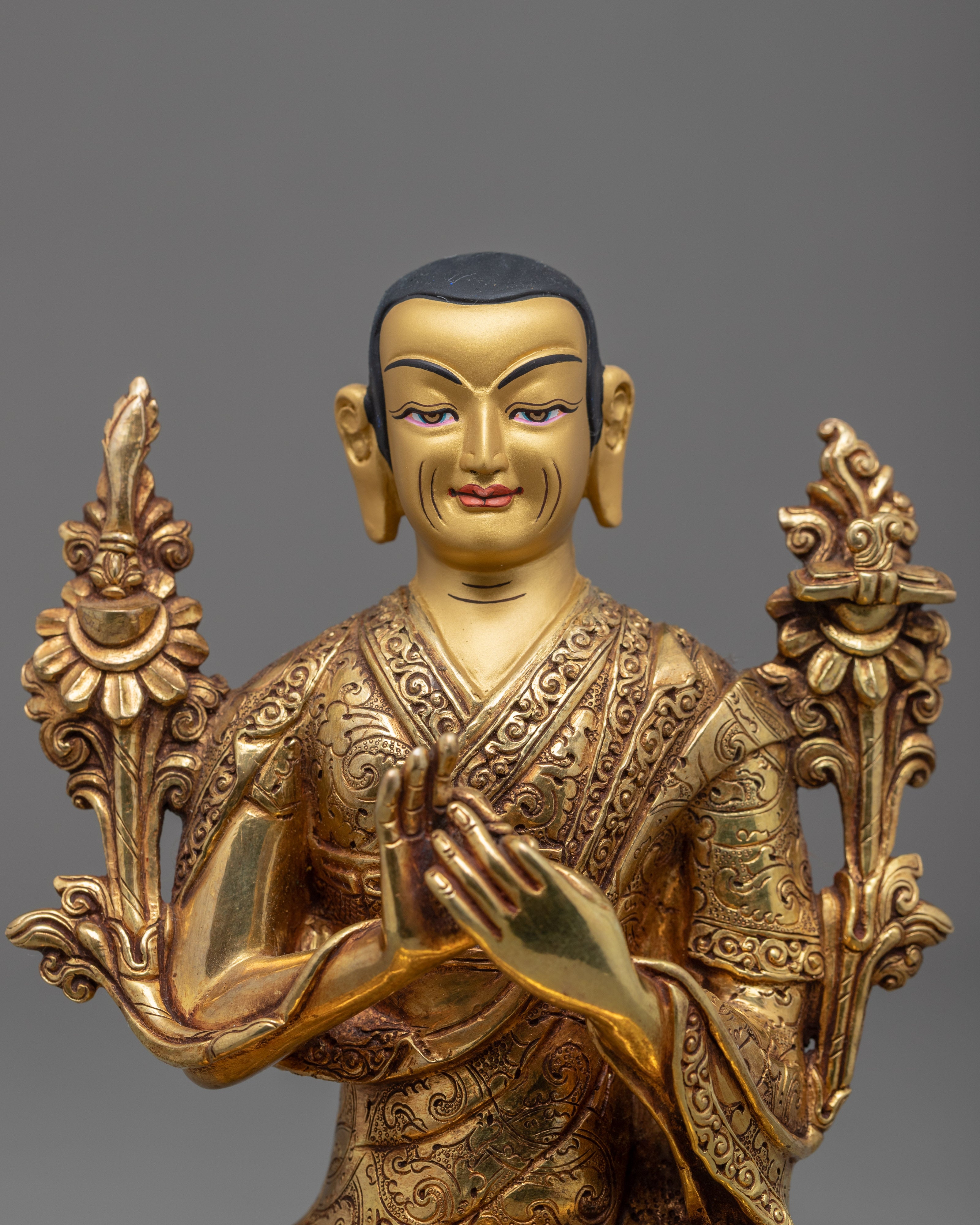 Tsongkhapa Statue with Disciples | Hand Carved | Gyaltsab Je | Khedrup Je