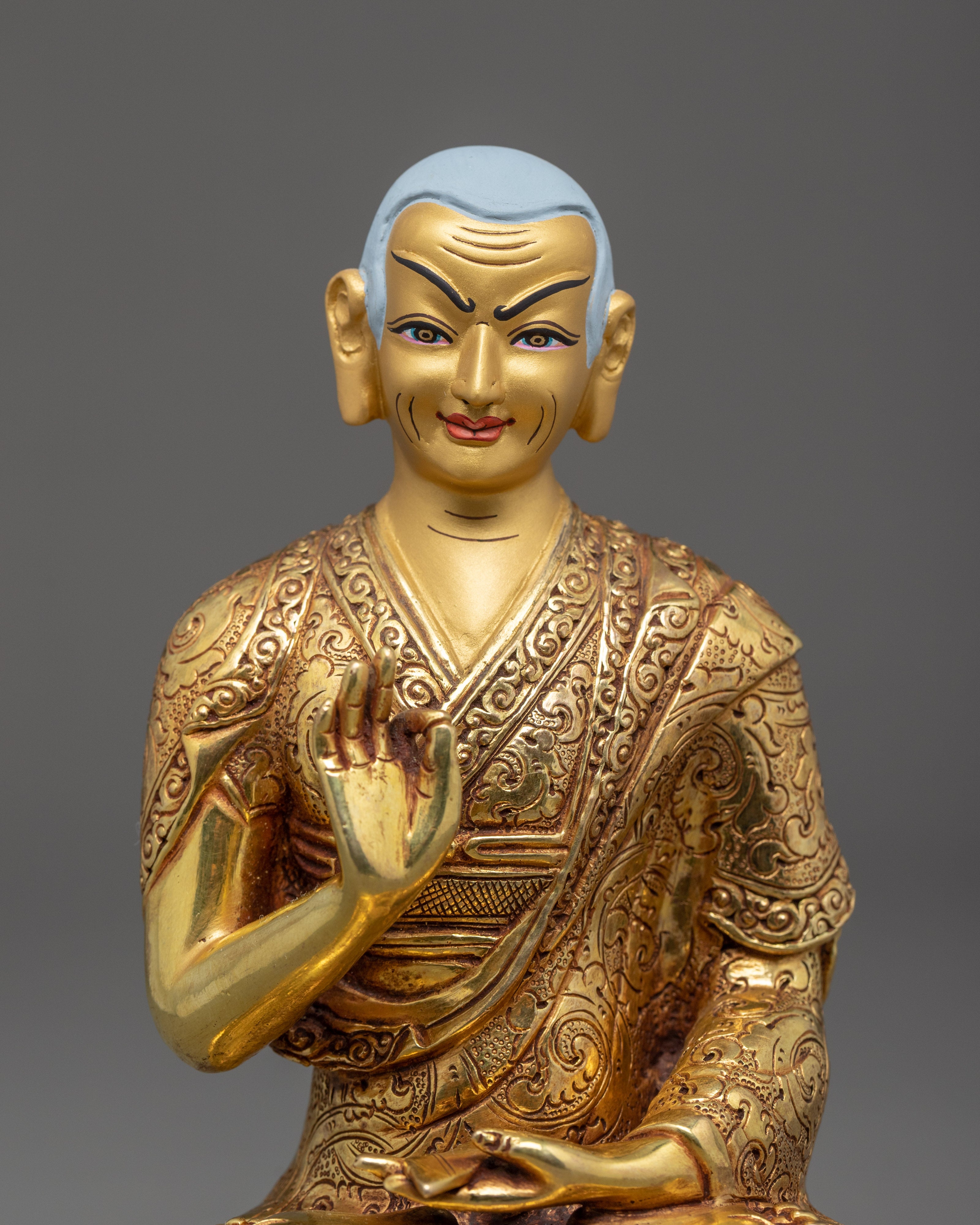 Tsongkhapa Statue with Disciples | Hand Carved | Gyaltsab Je | Khedrup Je