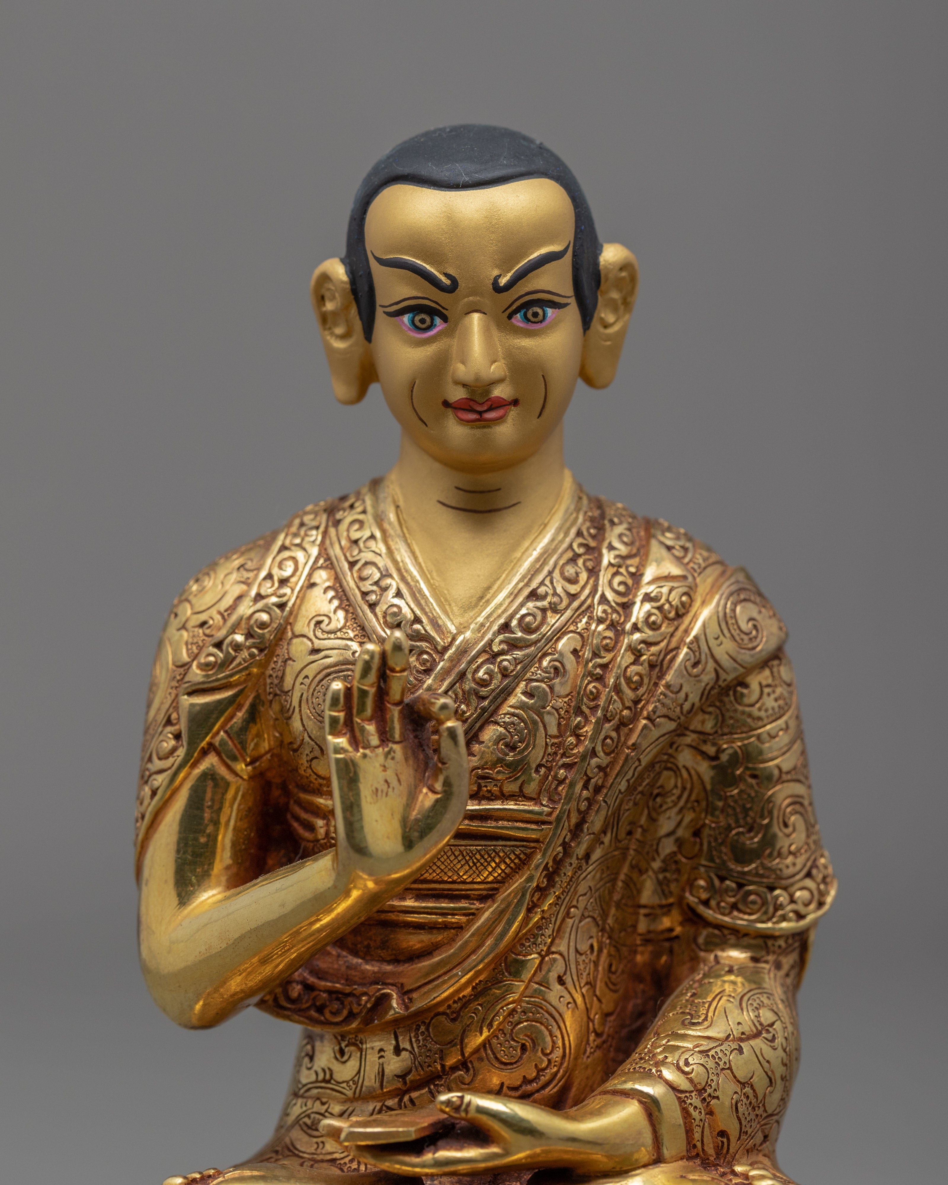 Tsongkhapa Statue with Disciples | Hand Carved | Gyaltsab Je | Khedrup Je