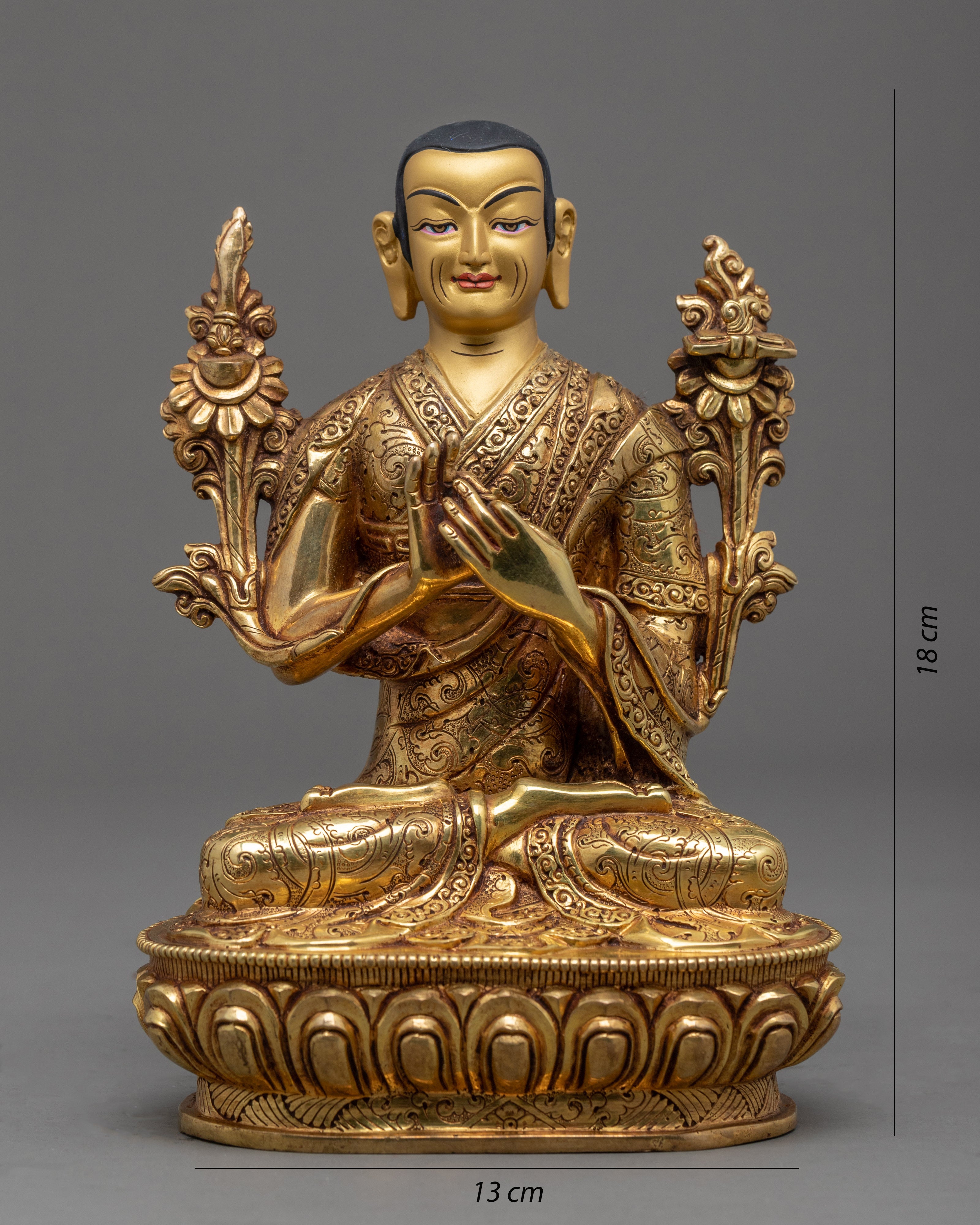 Tsongkhapa Statue with Disciples | Hand Carved | Gyaltsab Je | Khedrup Je