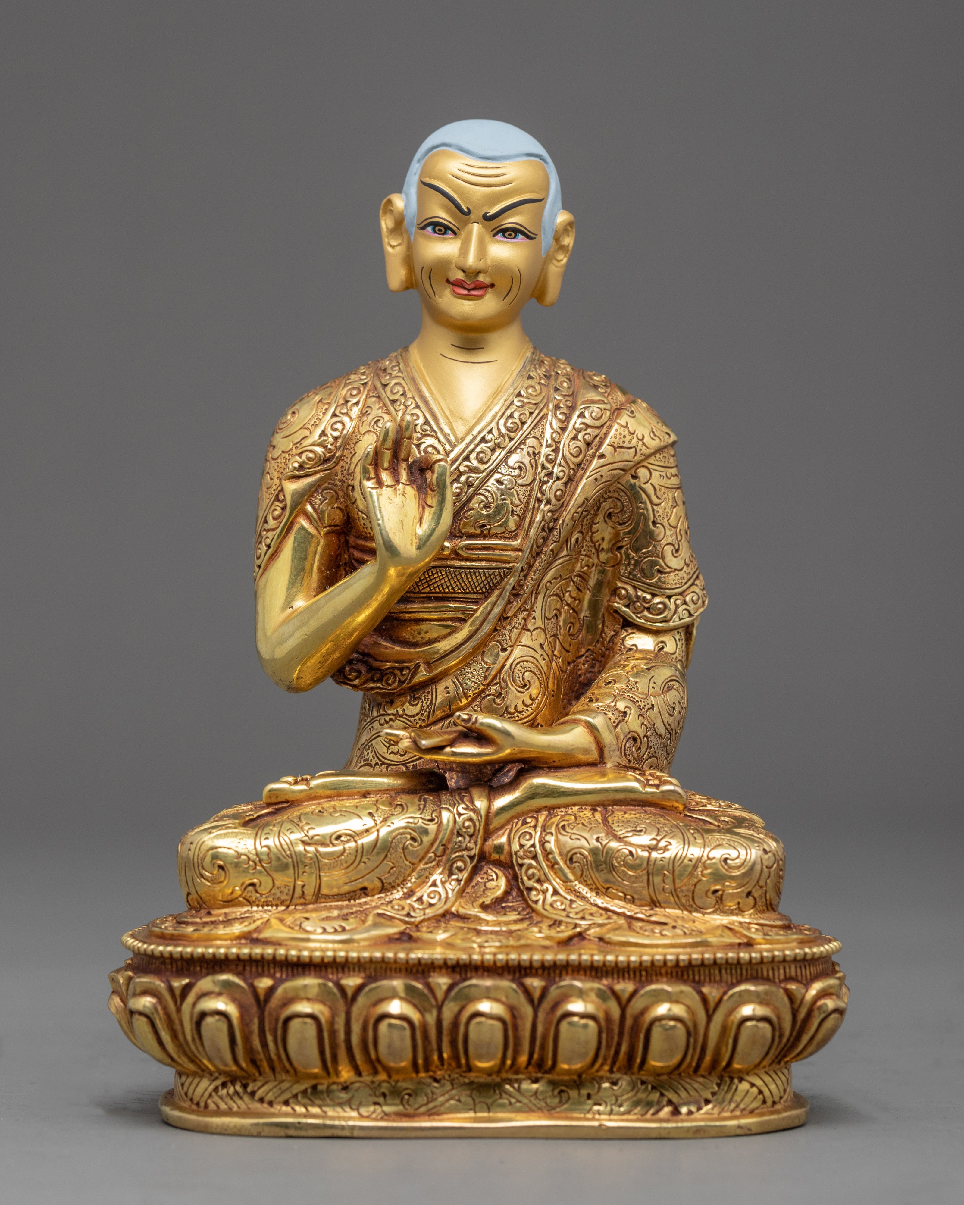 Tsongkhapa Statue with Disciples | Hand Carved | Gyaltsab Je | Khedrup Je