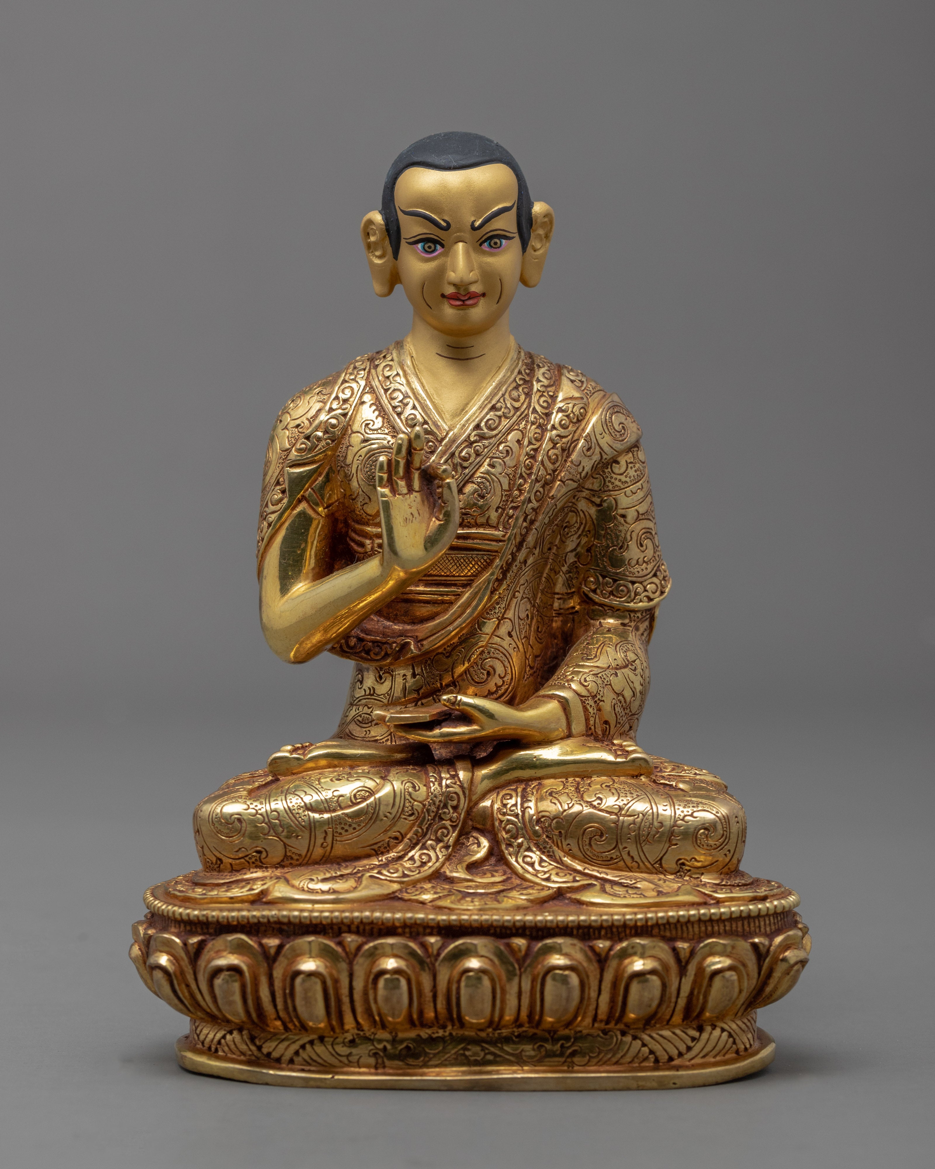 Tsongkhapa Statue with Disciples | Hand Carved | Gyaltsab Je | Khedrup Je