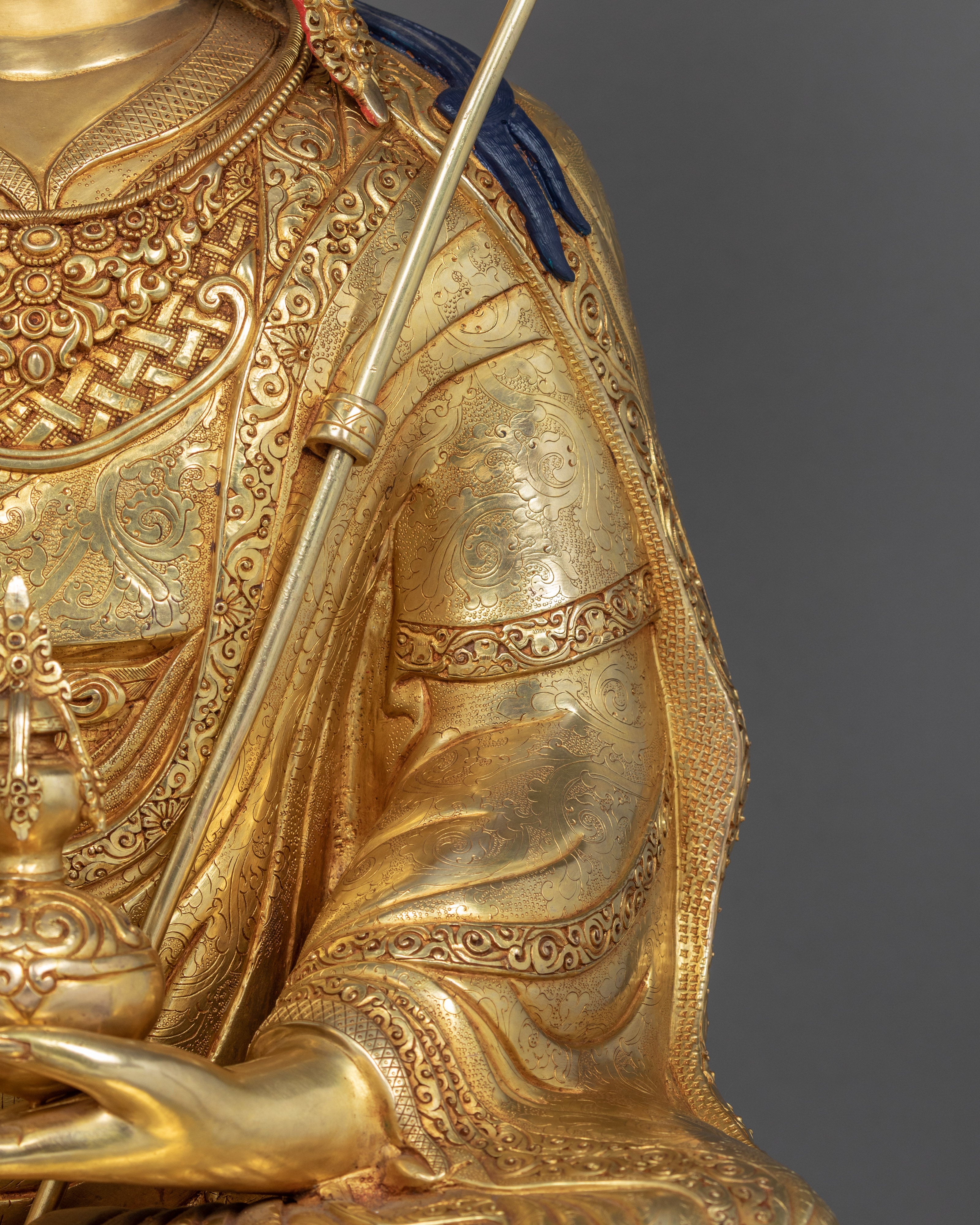 Large Guru Rinpoche Sculpture | Traditional Hand Carved Guru Padmasambhava Statue