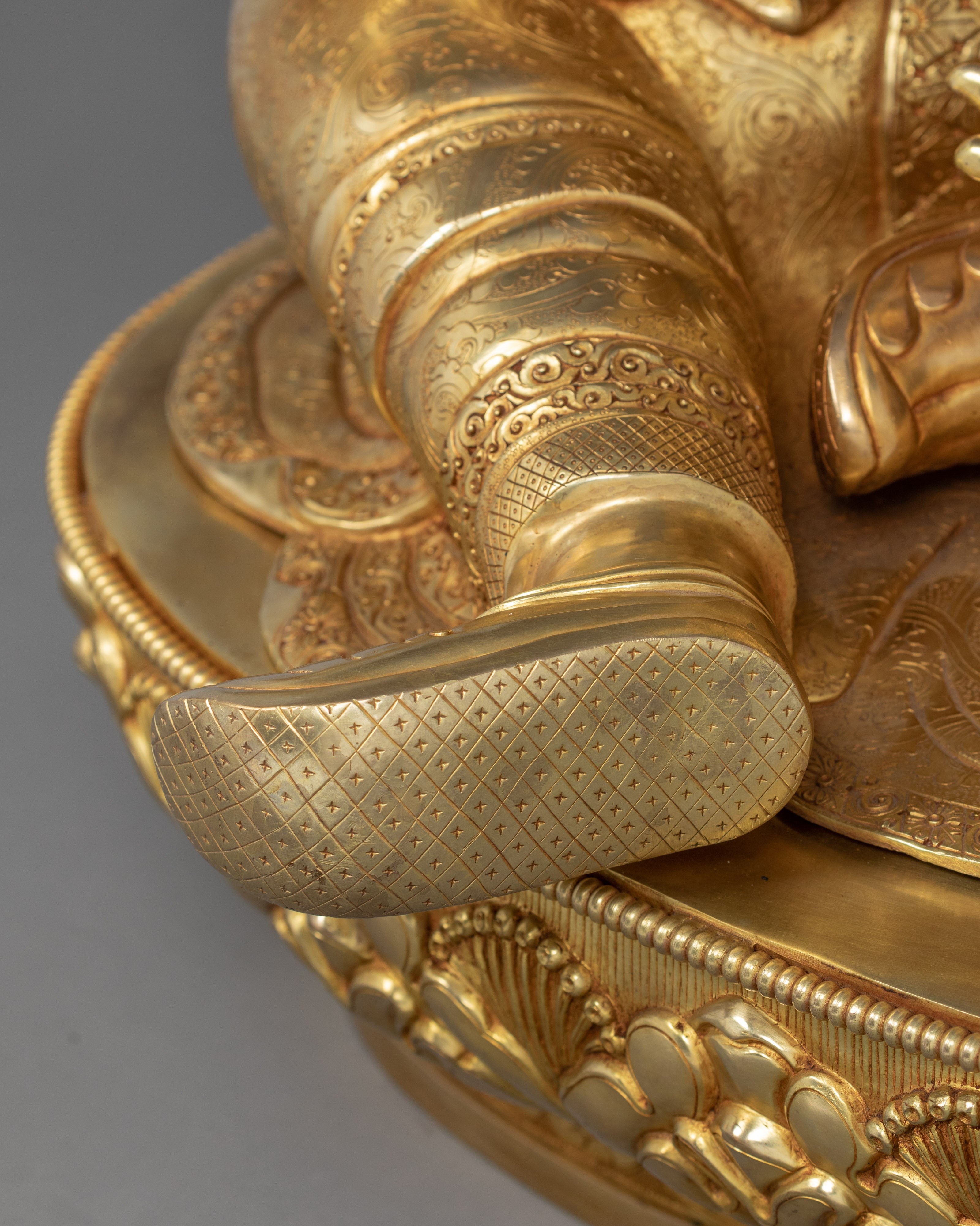 Large Guru Rinpoche Sculpture | Traditional Hand Carved Guru Padmasambhava Statue