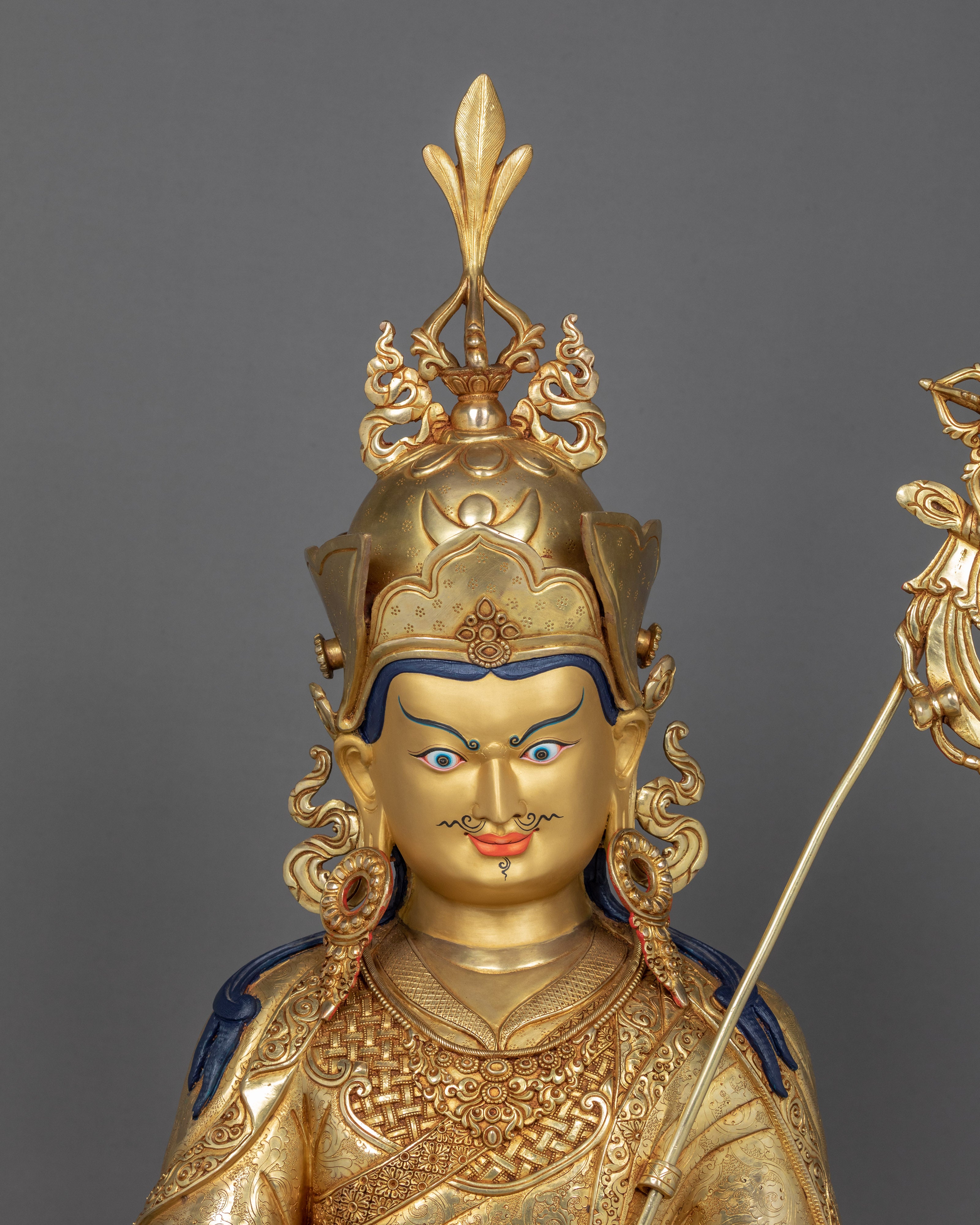 Large Guru Rinpoche Sculpture | Traditional Hand Carved Guru Padmasambhava Statue