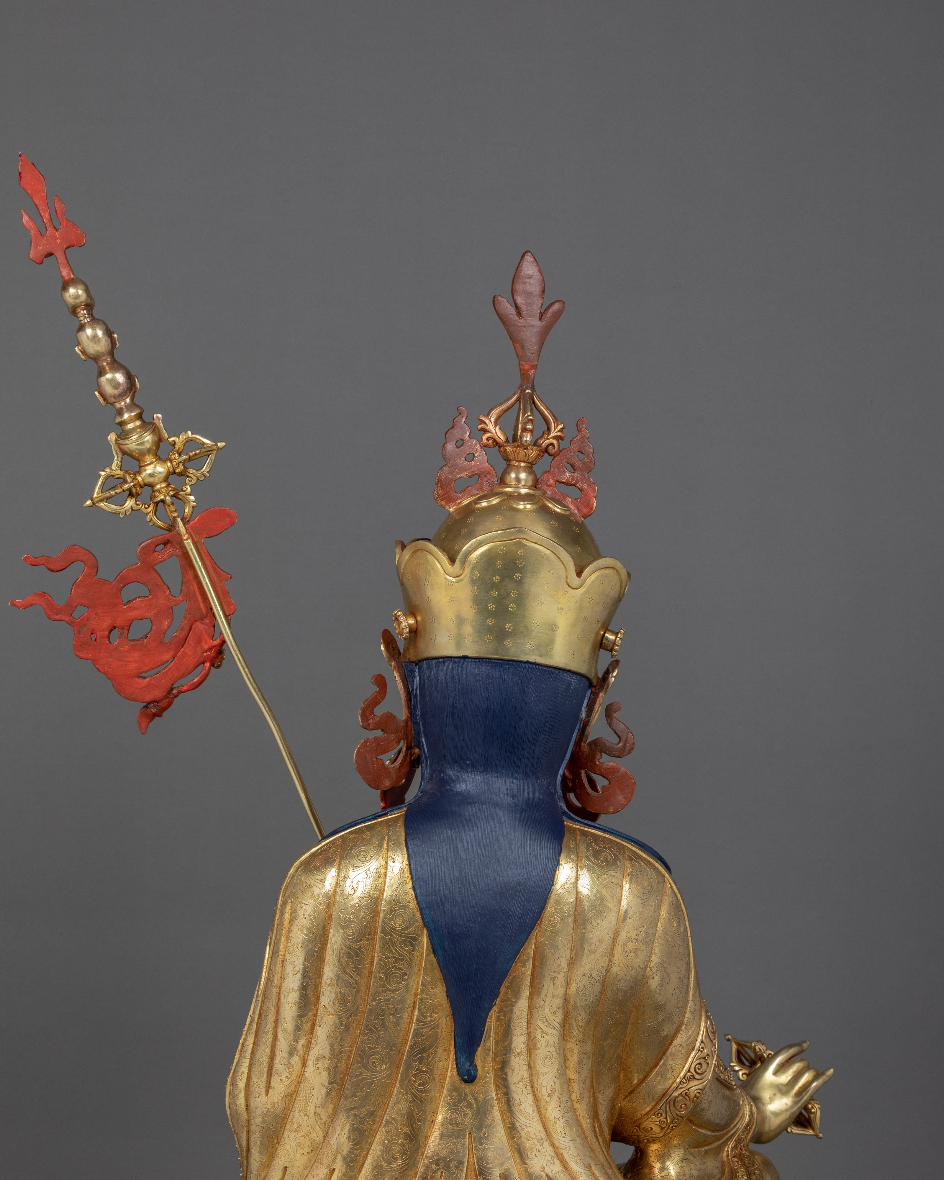 Large Guru Rinpoche Sculpture | Traditional Hand Carved Guru Padmasambhava Statue