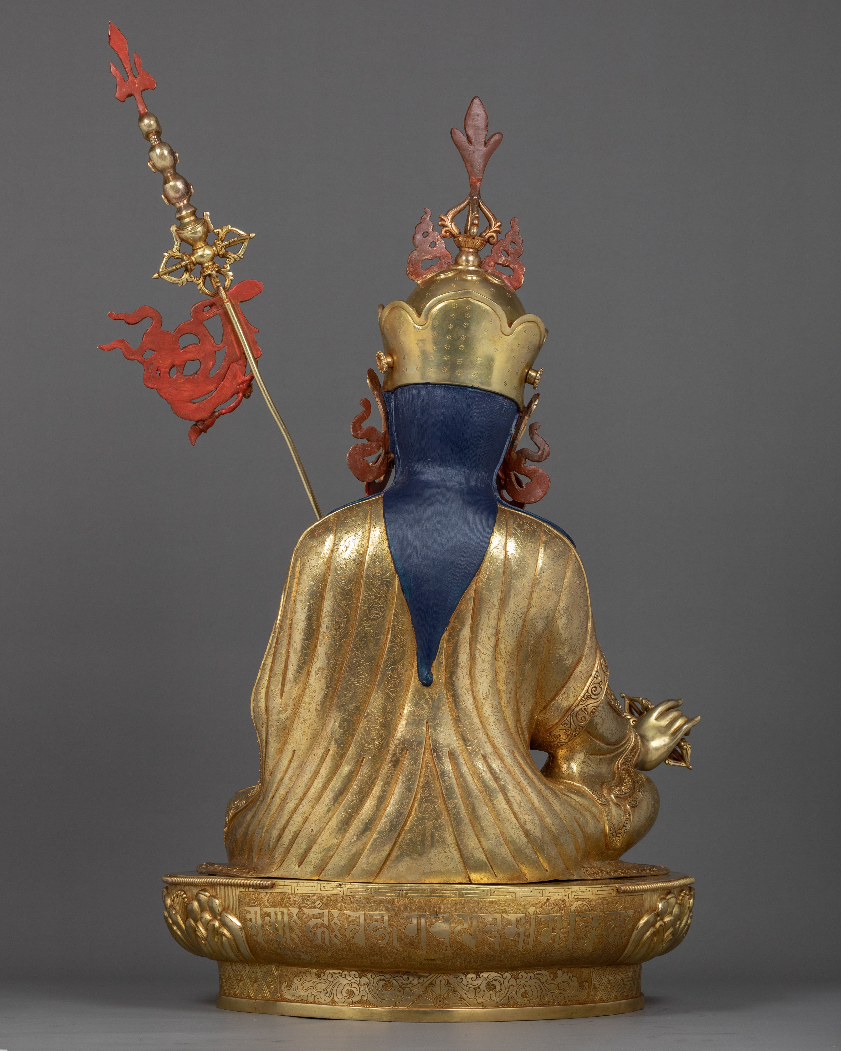 Large Guru Rinpoche Sculpture | Traditional Hand Carved Guru Padmasambhava Statue