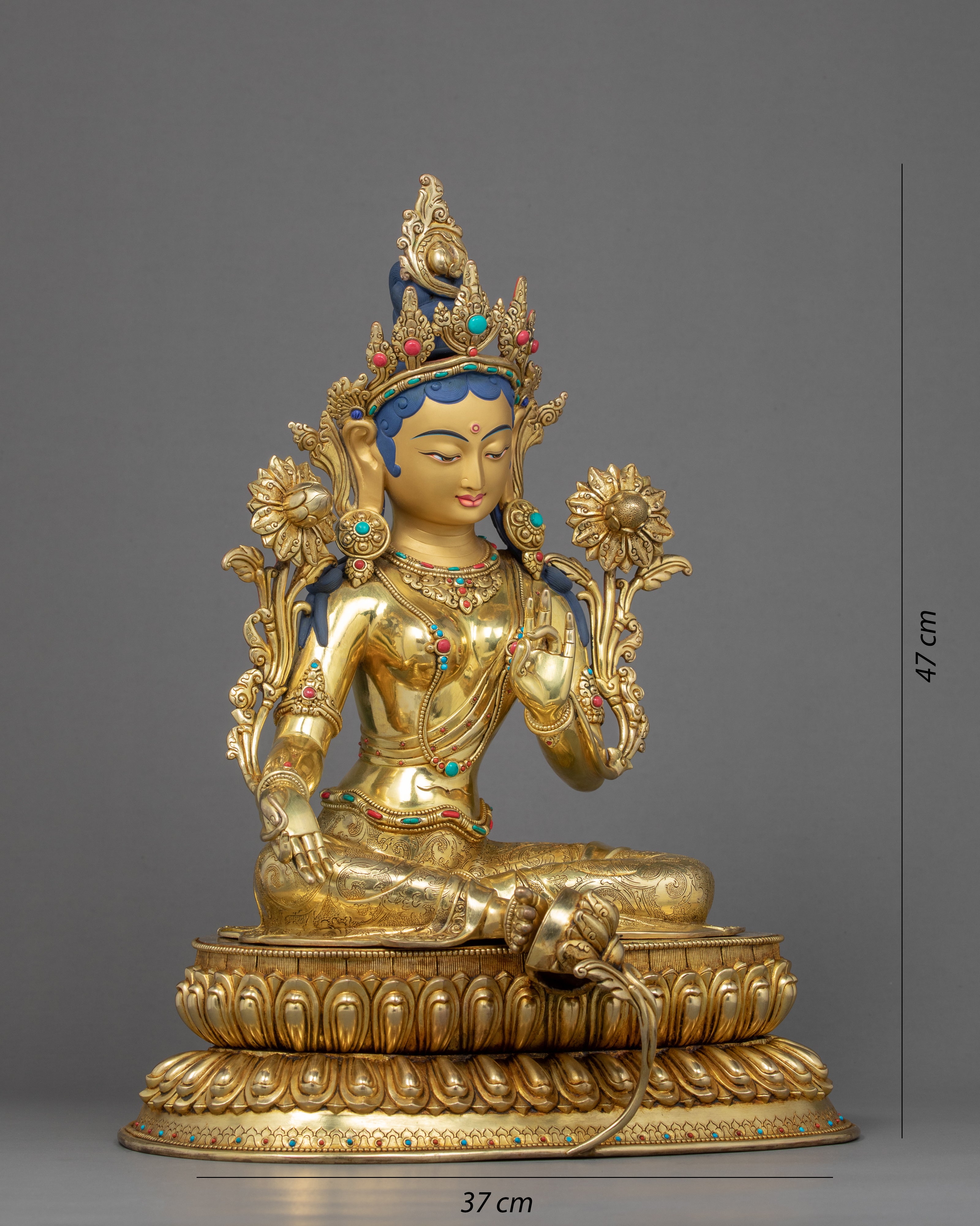Green Tara Goddess Statue | Finely Hand Carved Tibetan Art