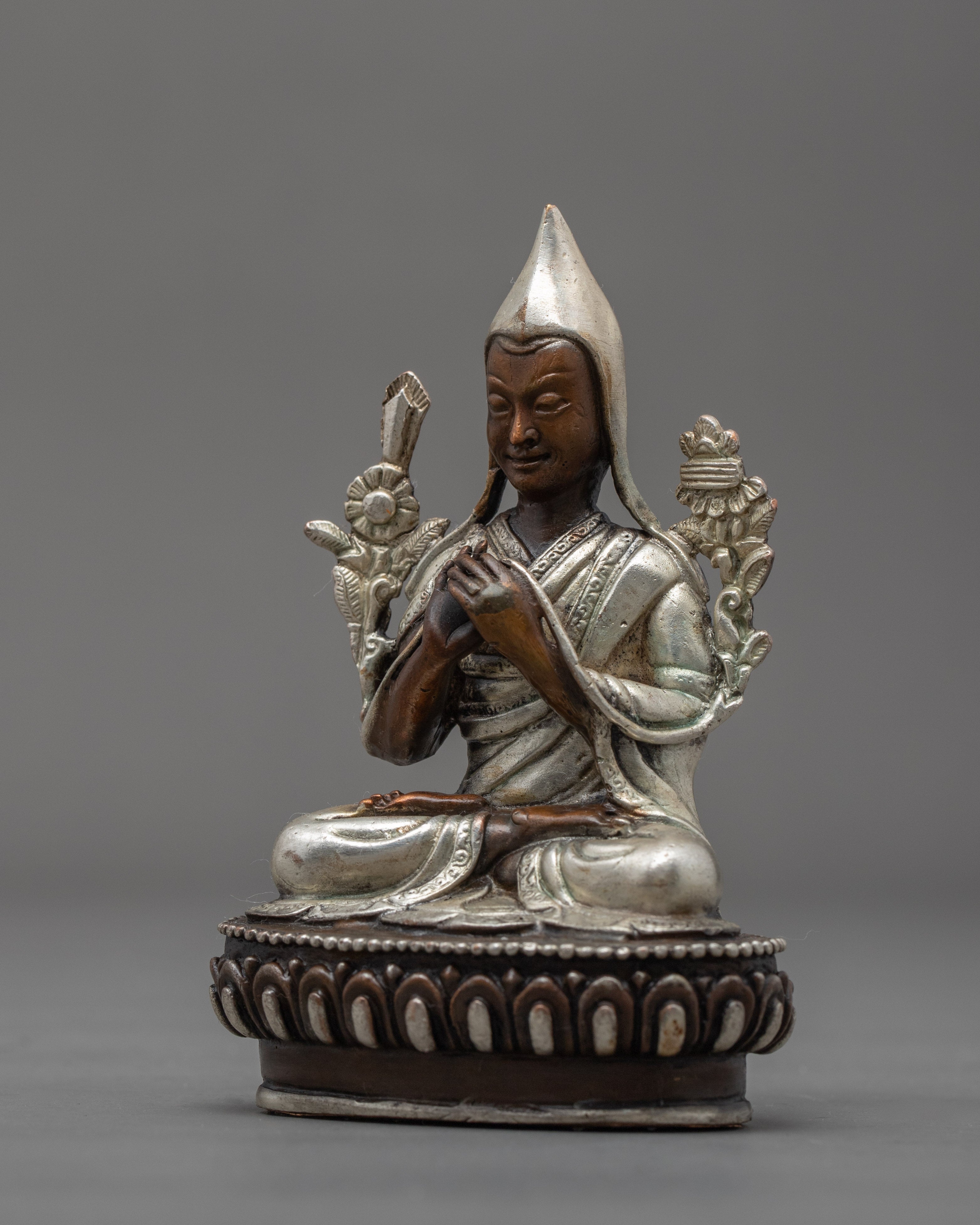 Tsongkhapa Sculpture | Traditionally Oxidized Copper Statue
