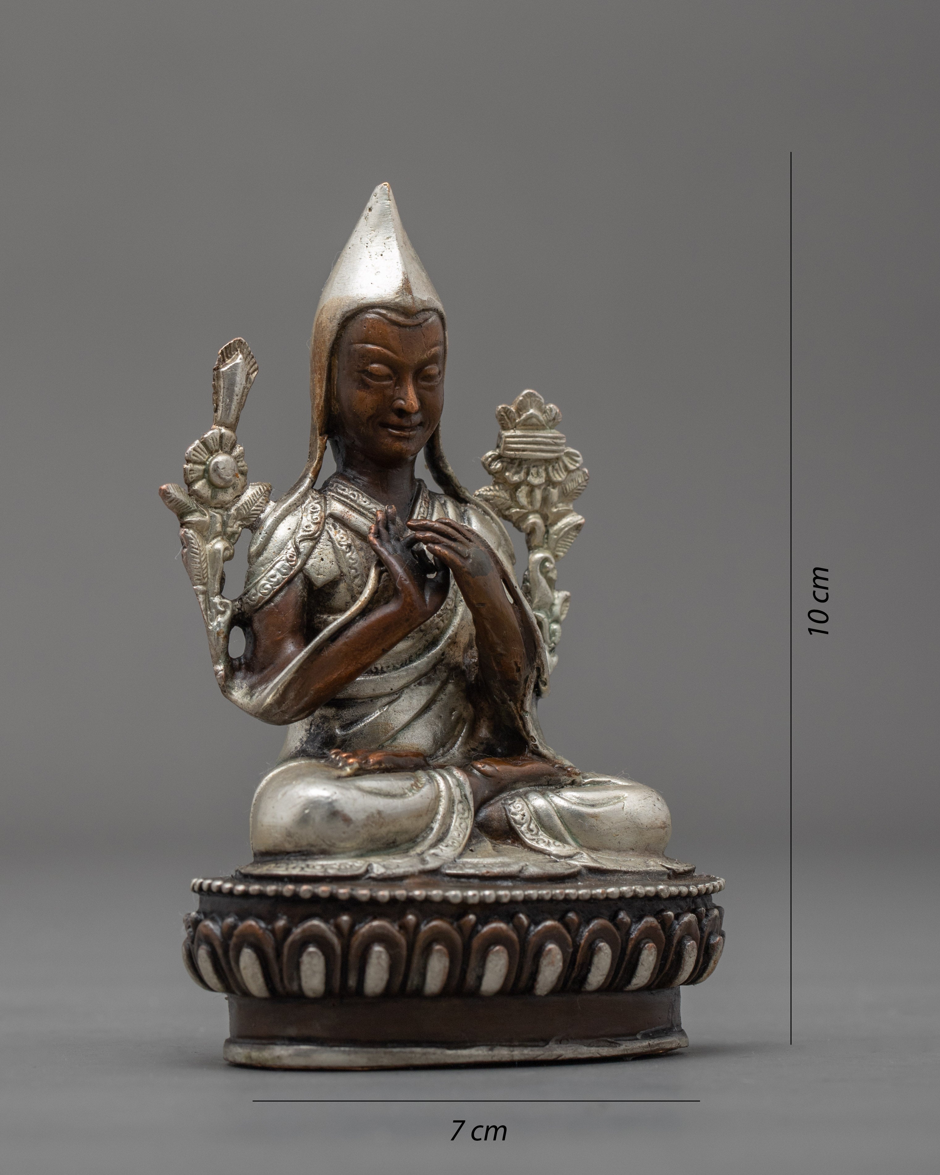 Tsongkhapa Sculpture | Traditionally Oxidized Copper Statue