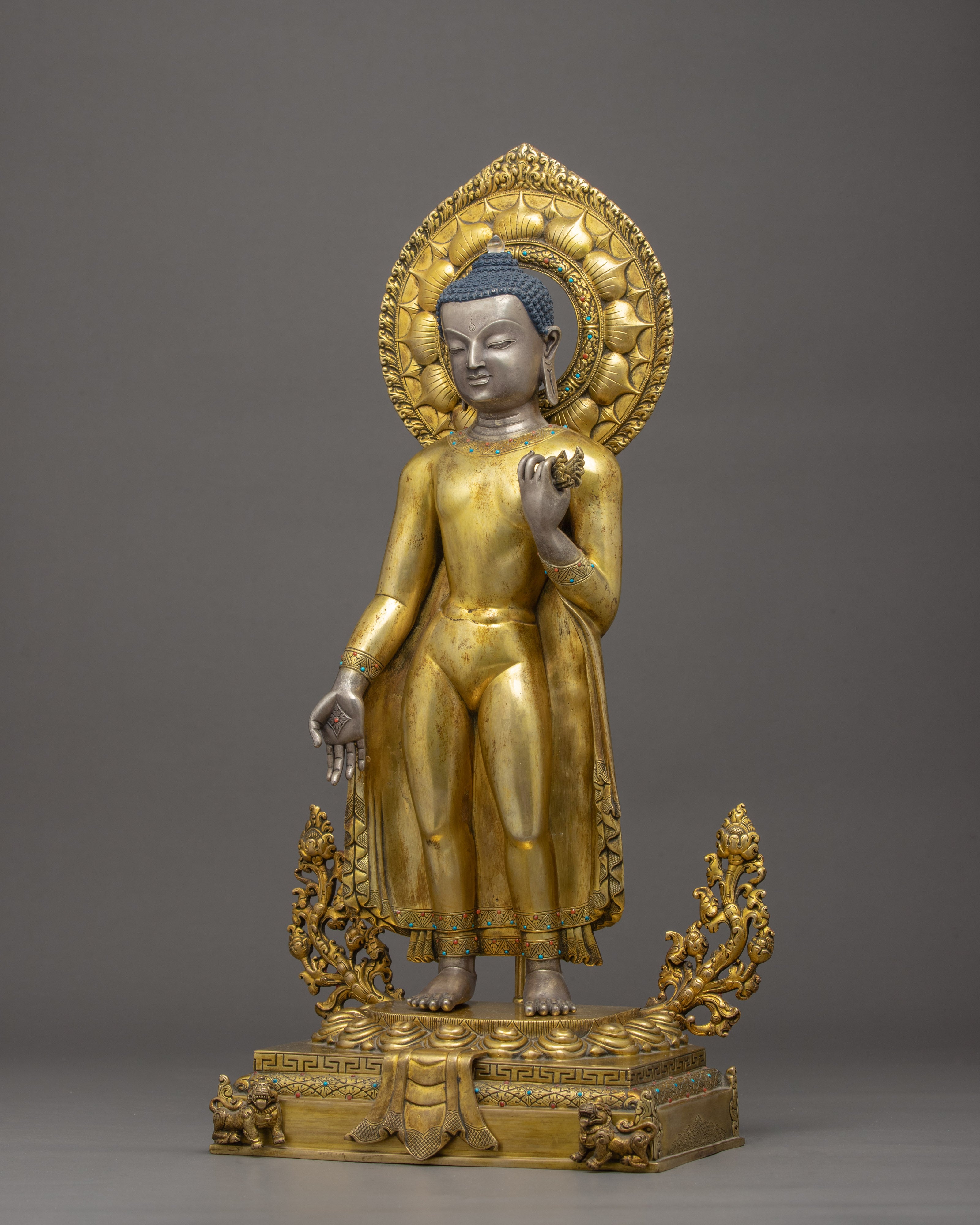 Standing Buddha Shakyamuni Statue | Traditional Hand Carved Art