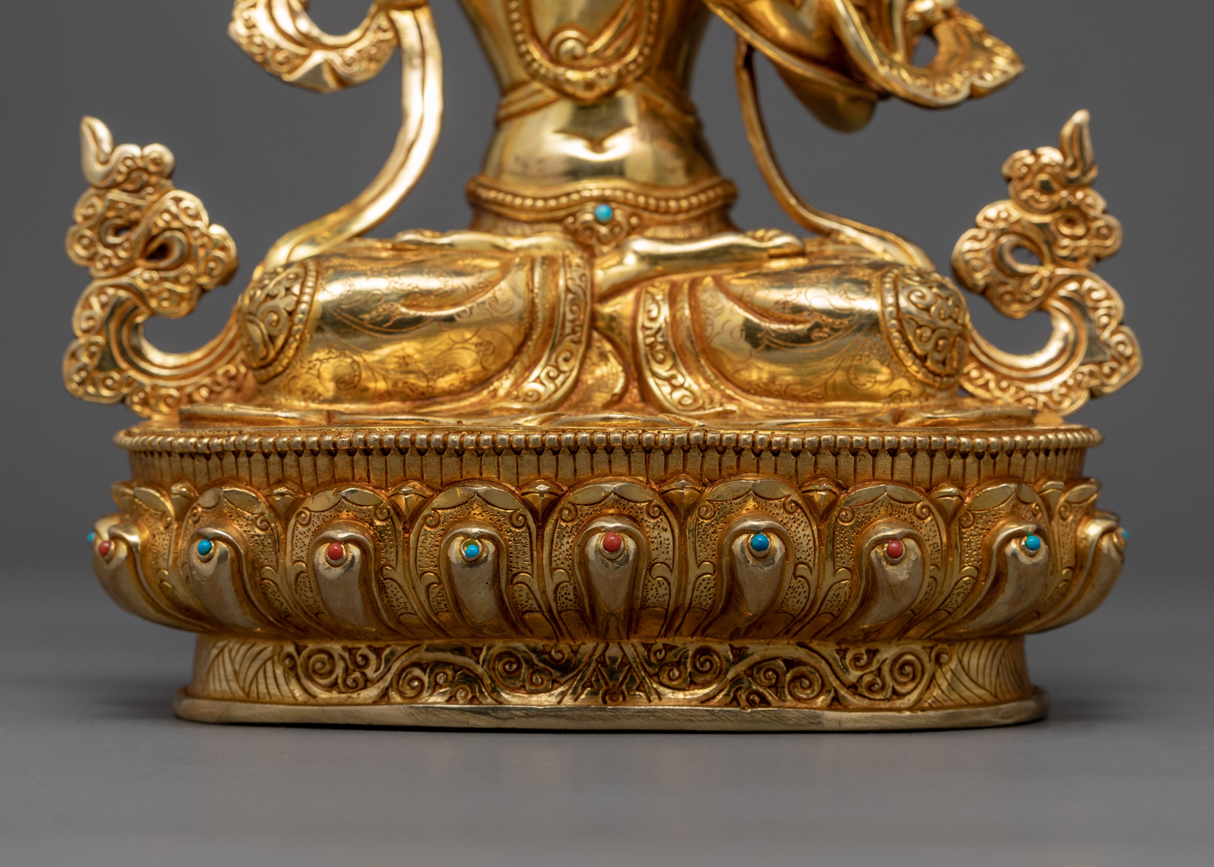 Manjushri Gold Statue | Bodhisattva Wisdom Deity in Buddhism