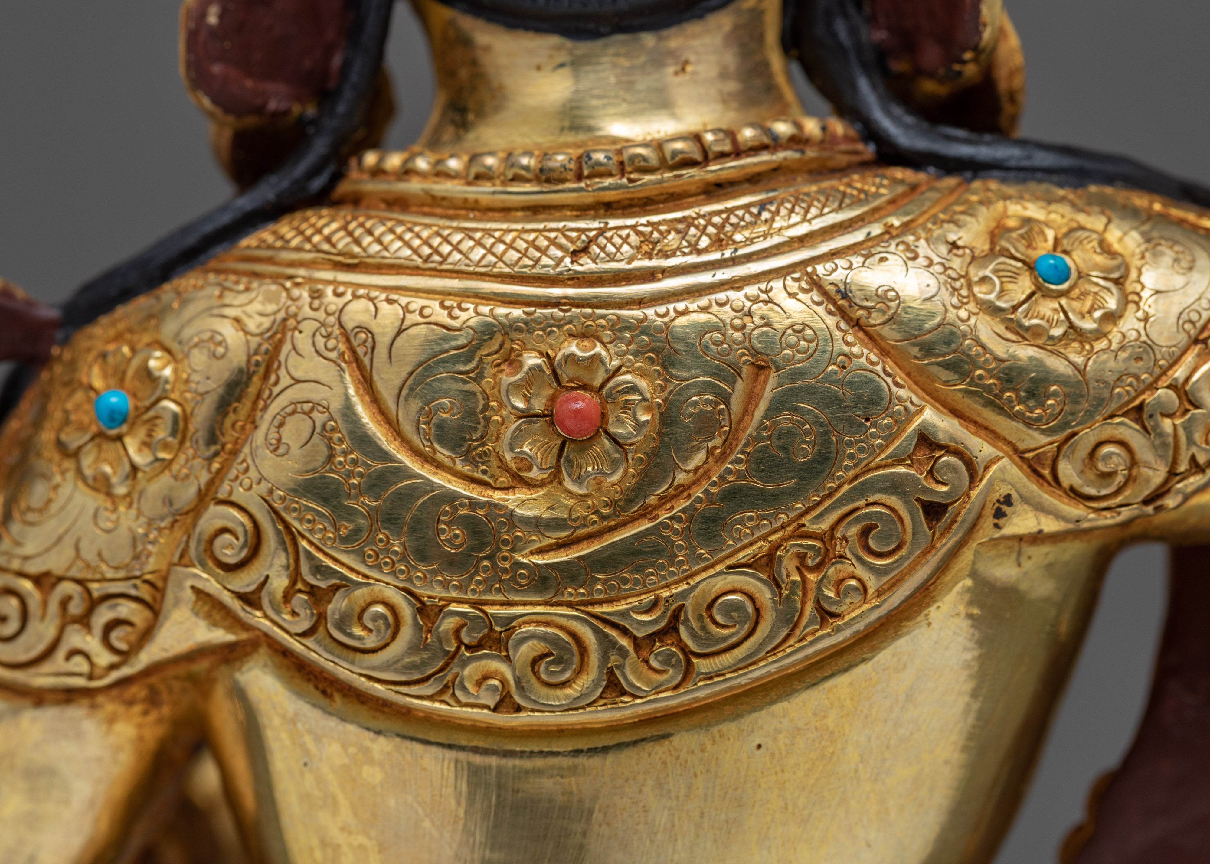 Manjushri Gold Statue | Bodhisattva Wisdom Deity in Buddhism