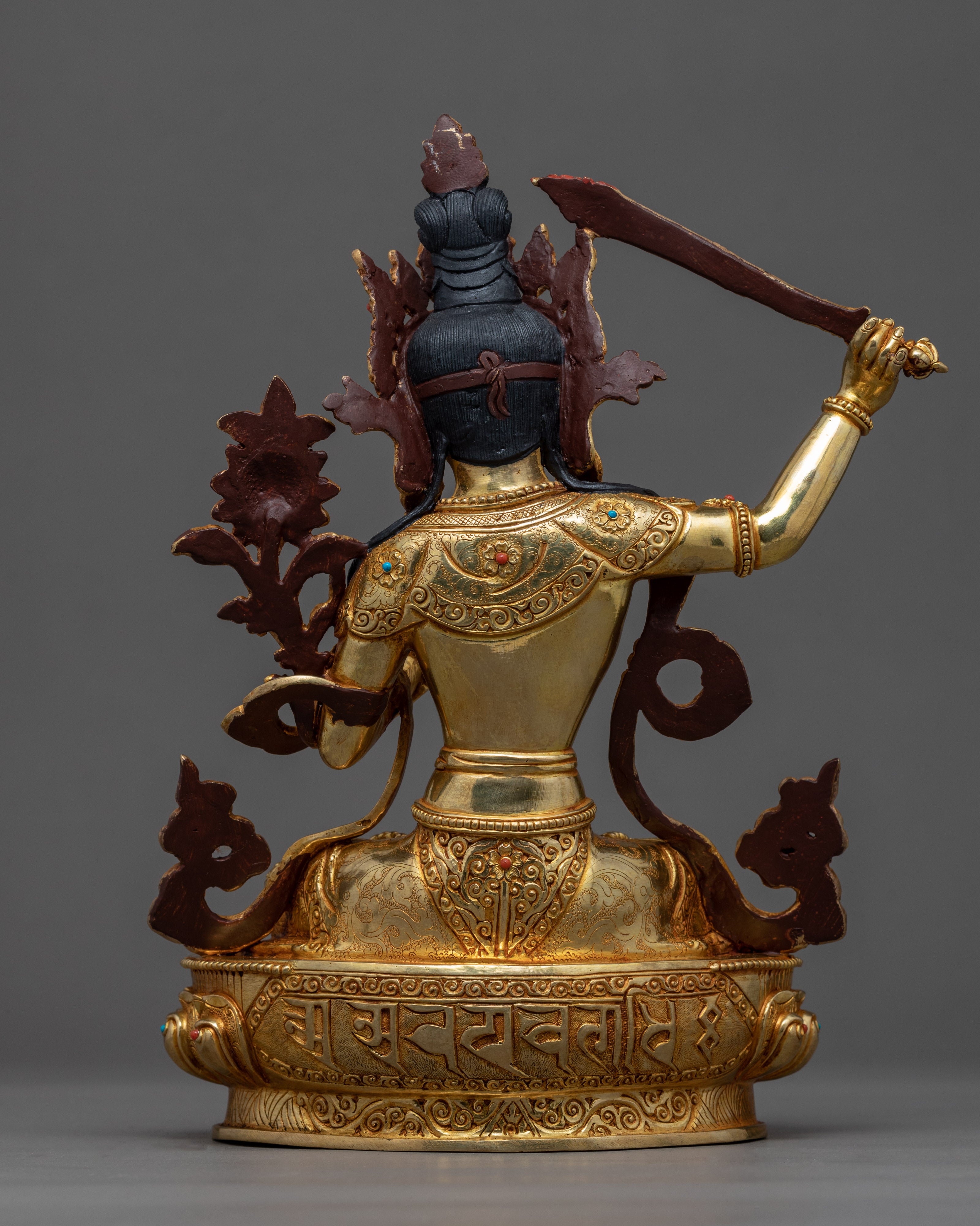 Manjushri Gold Statue | Bodhisattva Wisdom Deity in Buddhism