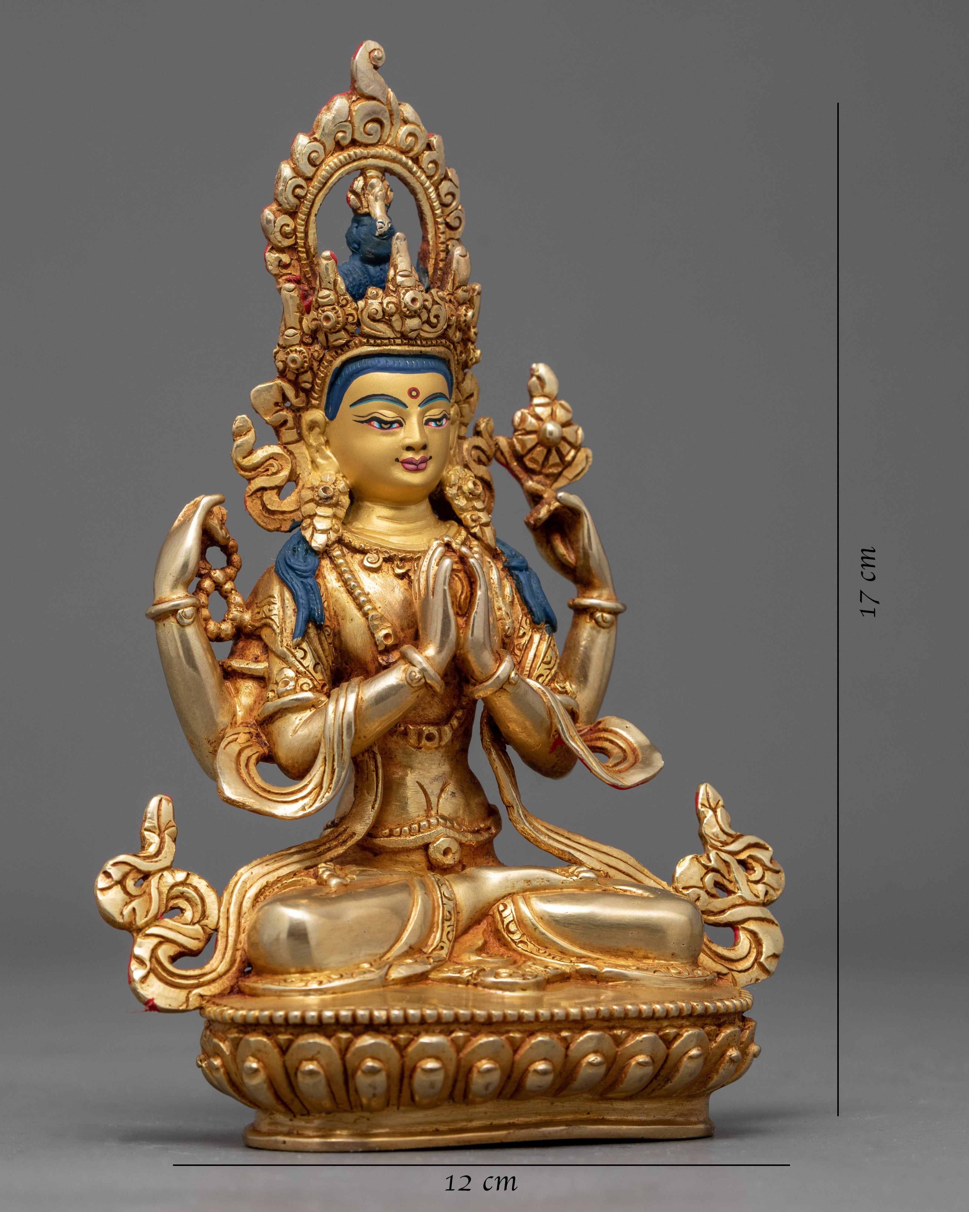 Chenrezig Sculpture | Traditional Hand Carved Statue