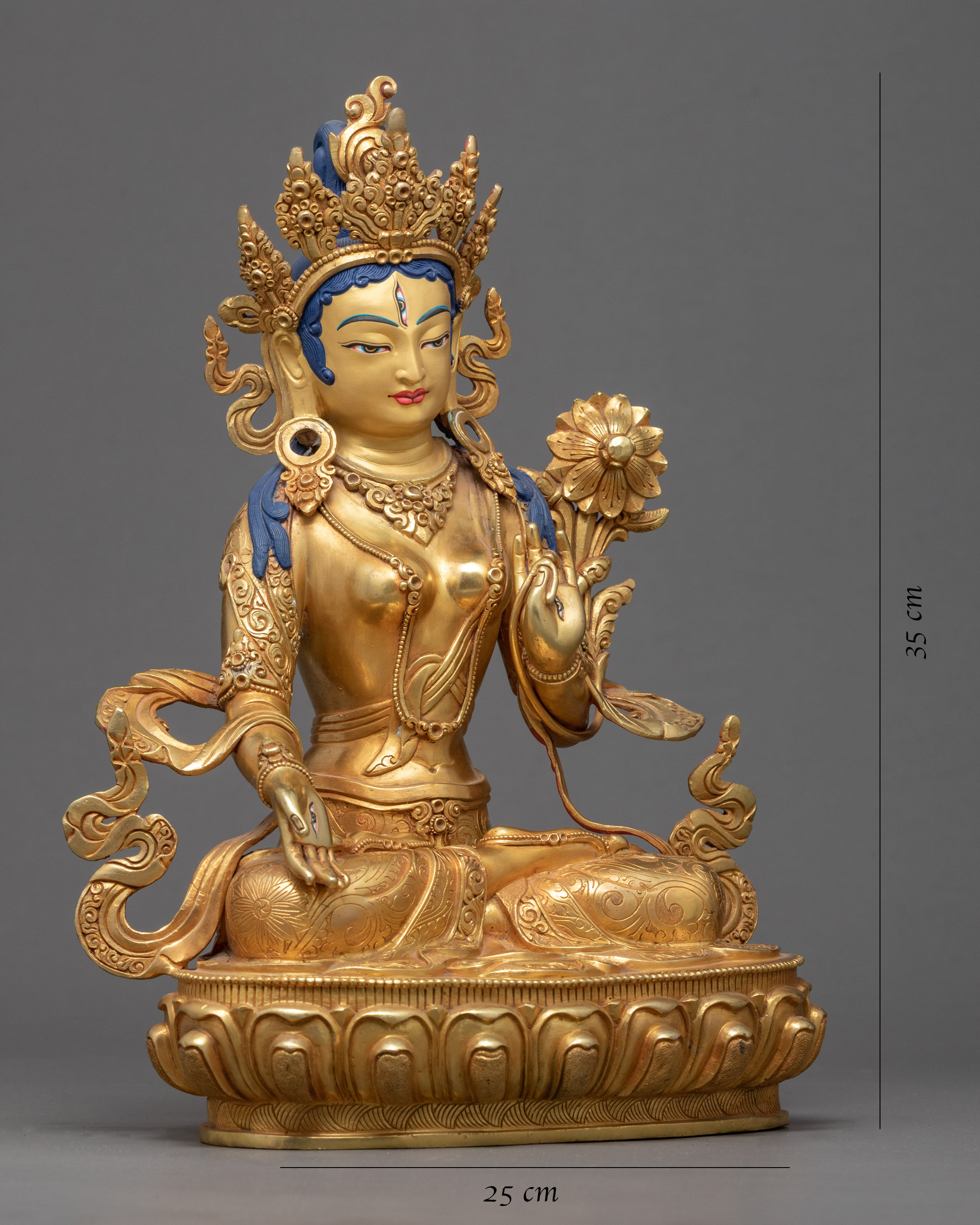 The White Tara Statue | Traditionally Sculpted Gold Sculpture