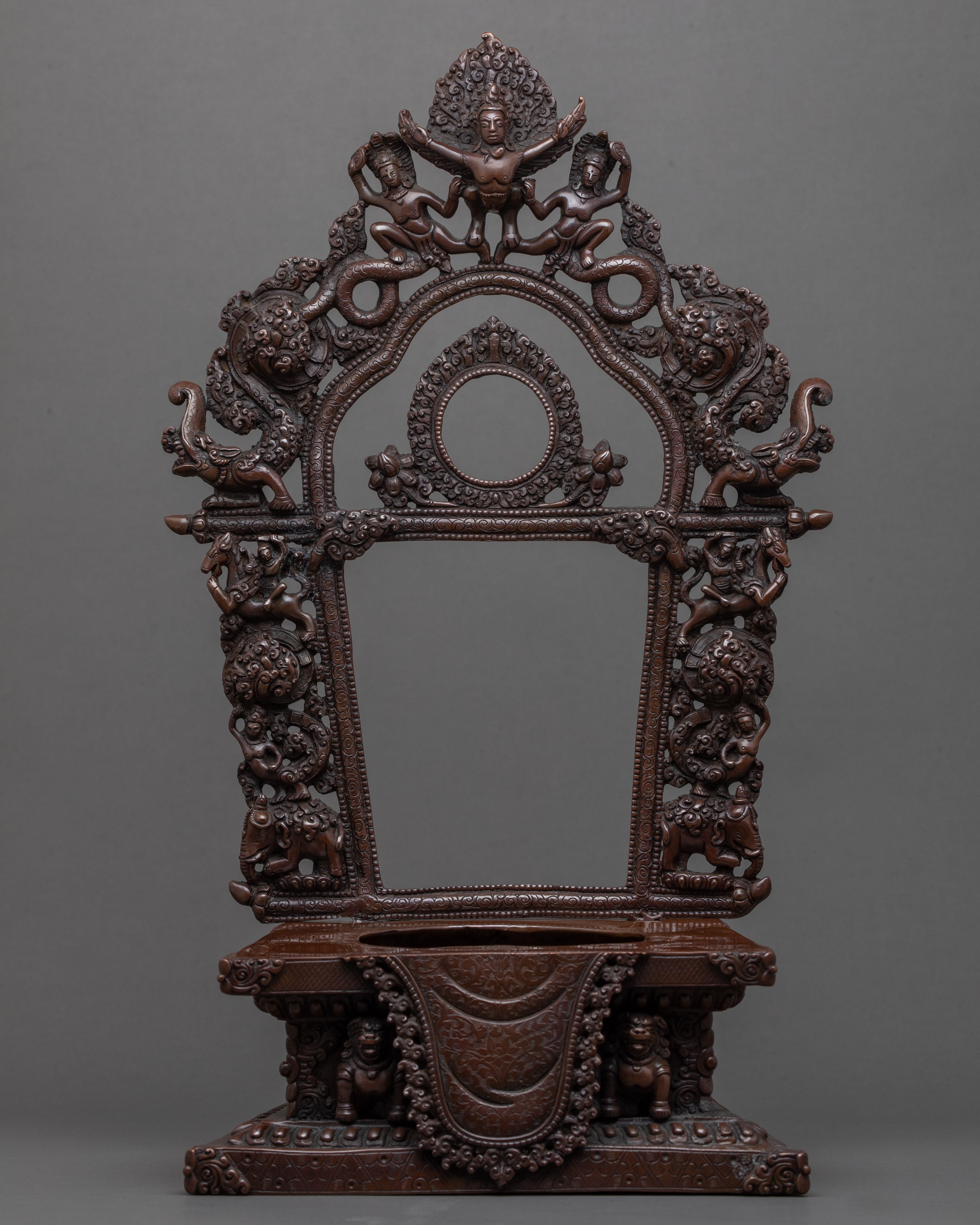 Amitabha Buddha with Throne Handmade Statue | Traditional Himalayan Art Nepal