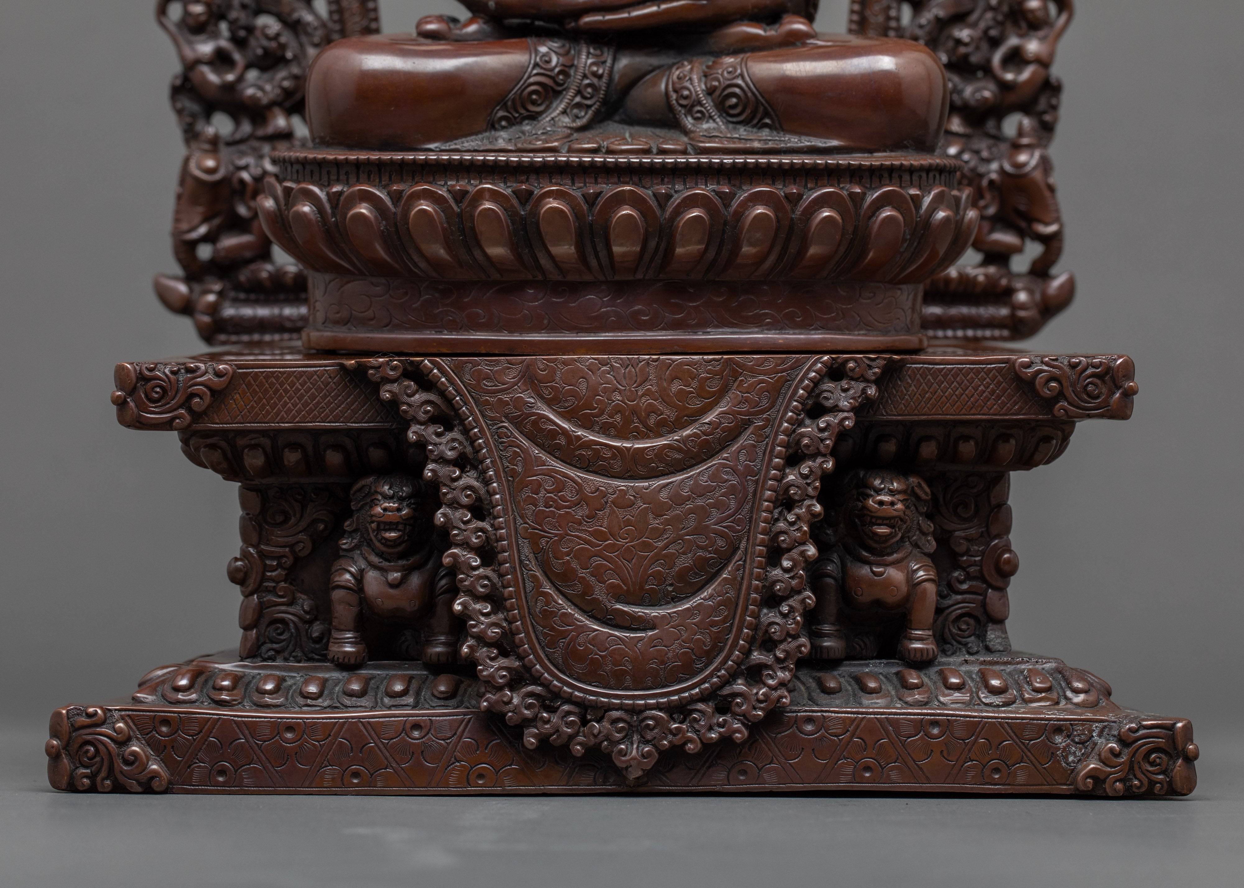 Amitabha Buddha with Throne Handmade Statue | Traditional Himalayan Art Nepal