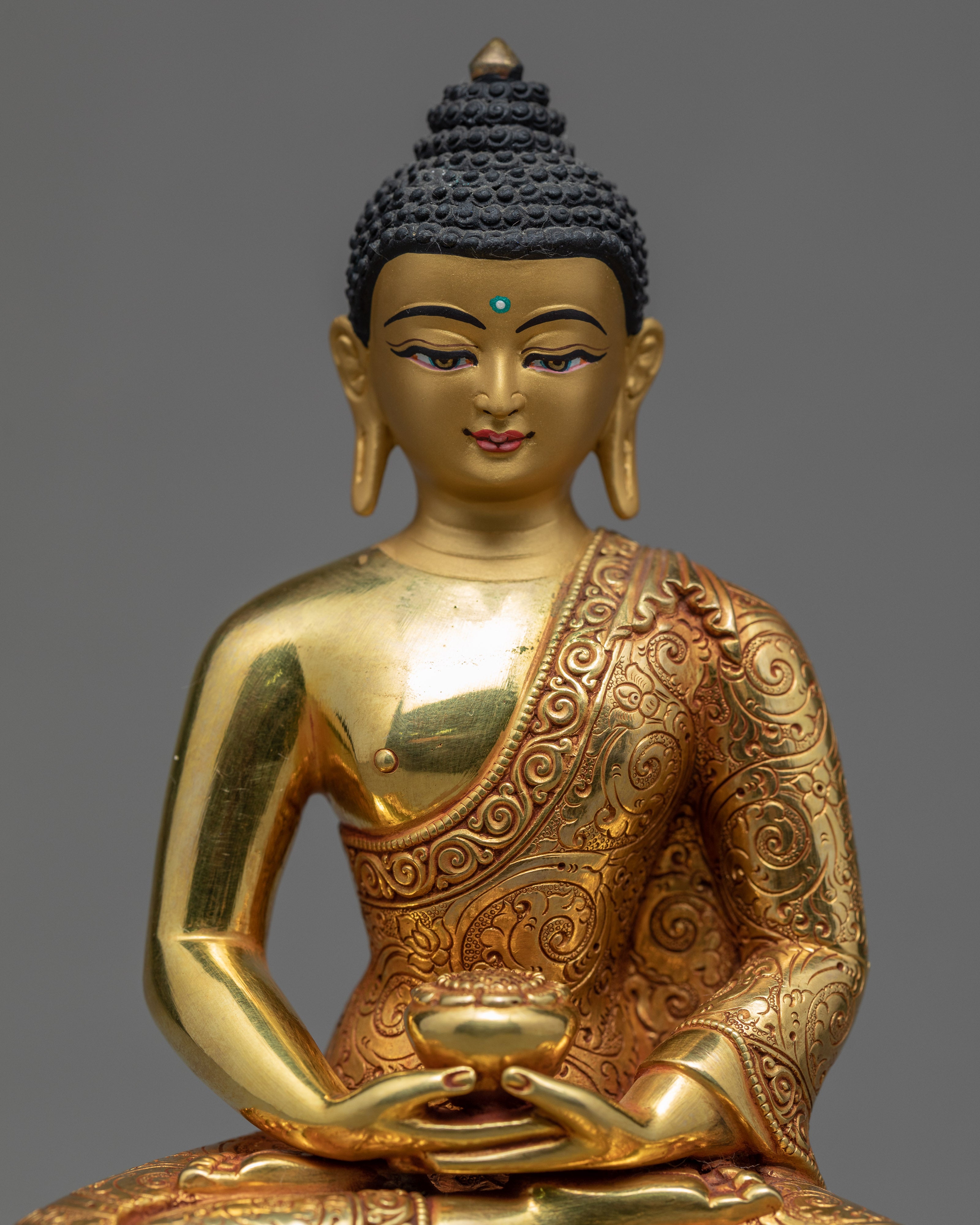 24K Gold Namo Amitabha Statue | Tibetan Buddha Sculpture