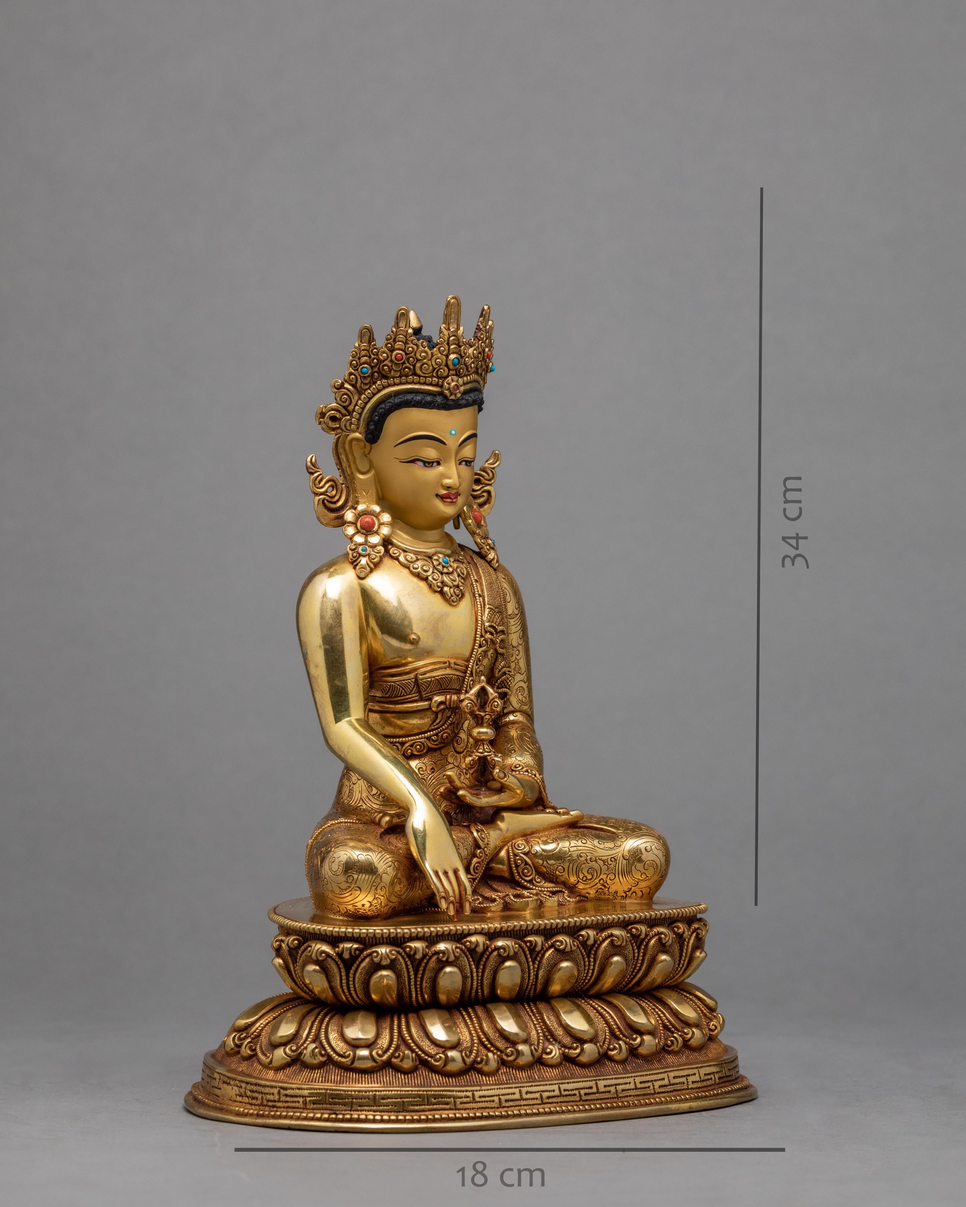 Akshobhya Buddha Statue | Tibetan Mitrugpa Coated With 24K Gold